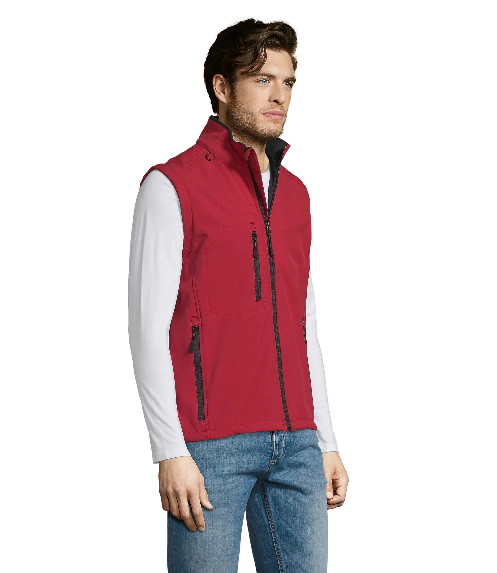 Gilet SOL'S Rallye Men, Pepper red, su modello, lato