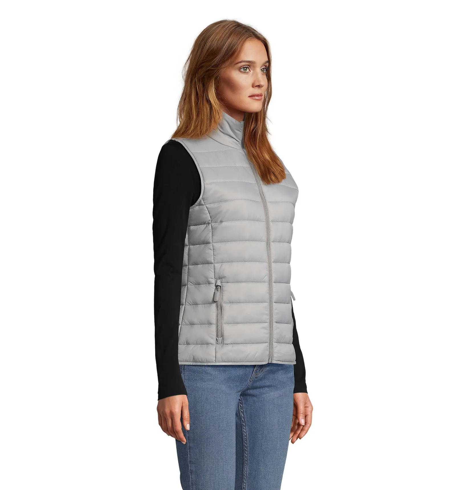Gilet SOL'S Wave Women, Metal grey, su modello, lato