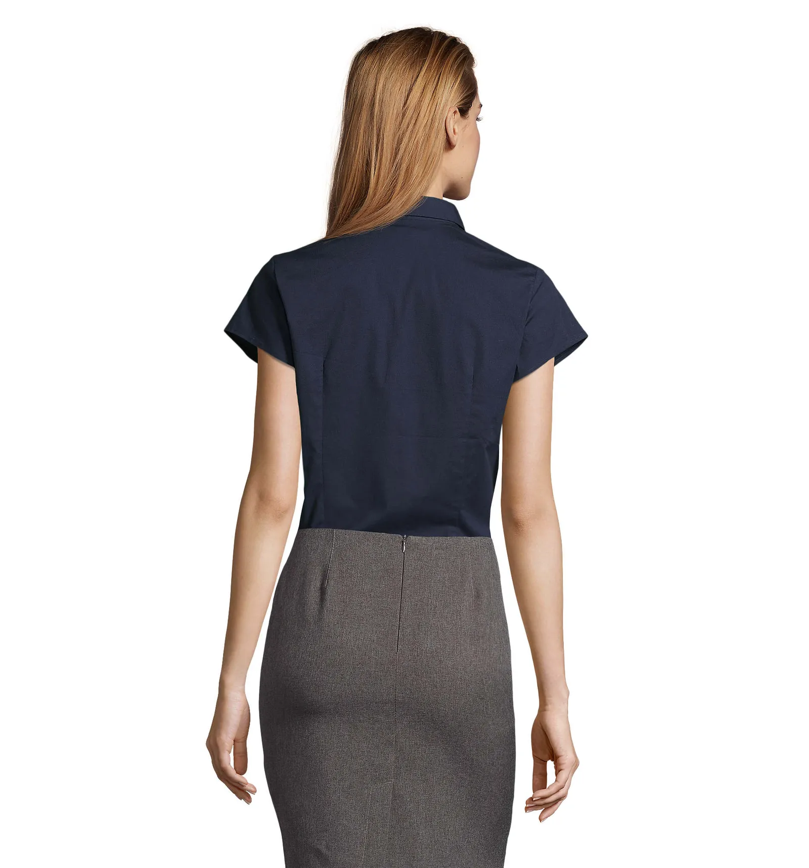 Camicia manica corta SOL'S Excess, Dark blue, su modello, retro
