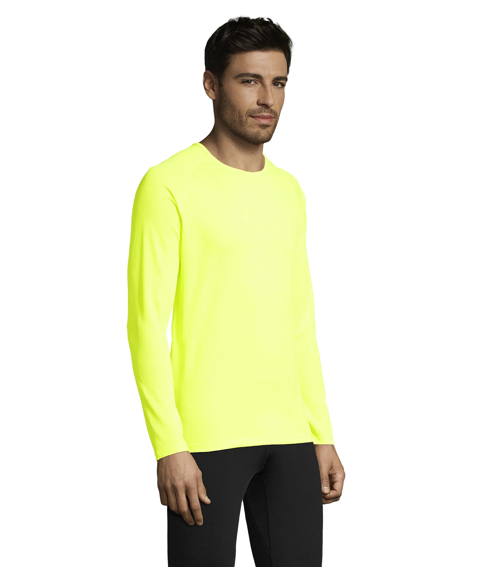 T-shirt tecnica SOL'S Sporty Lsl Men, Neon yellow, su modello, lato