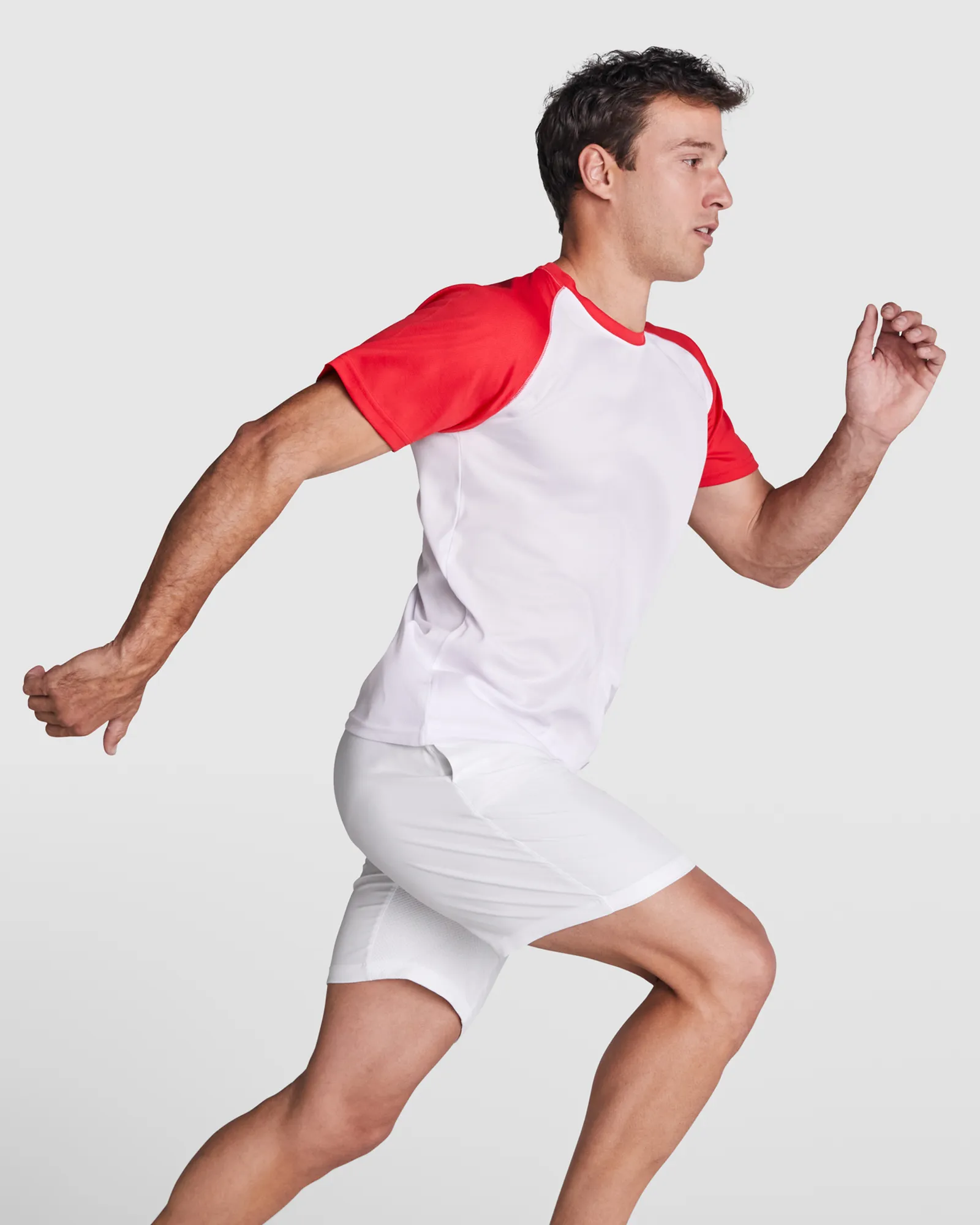 T-shirt tecnica Roly Indianapolis, Bianco/Rosso