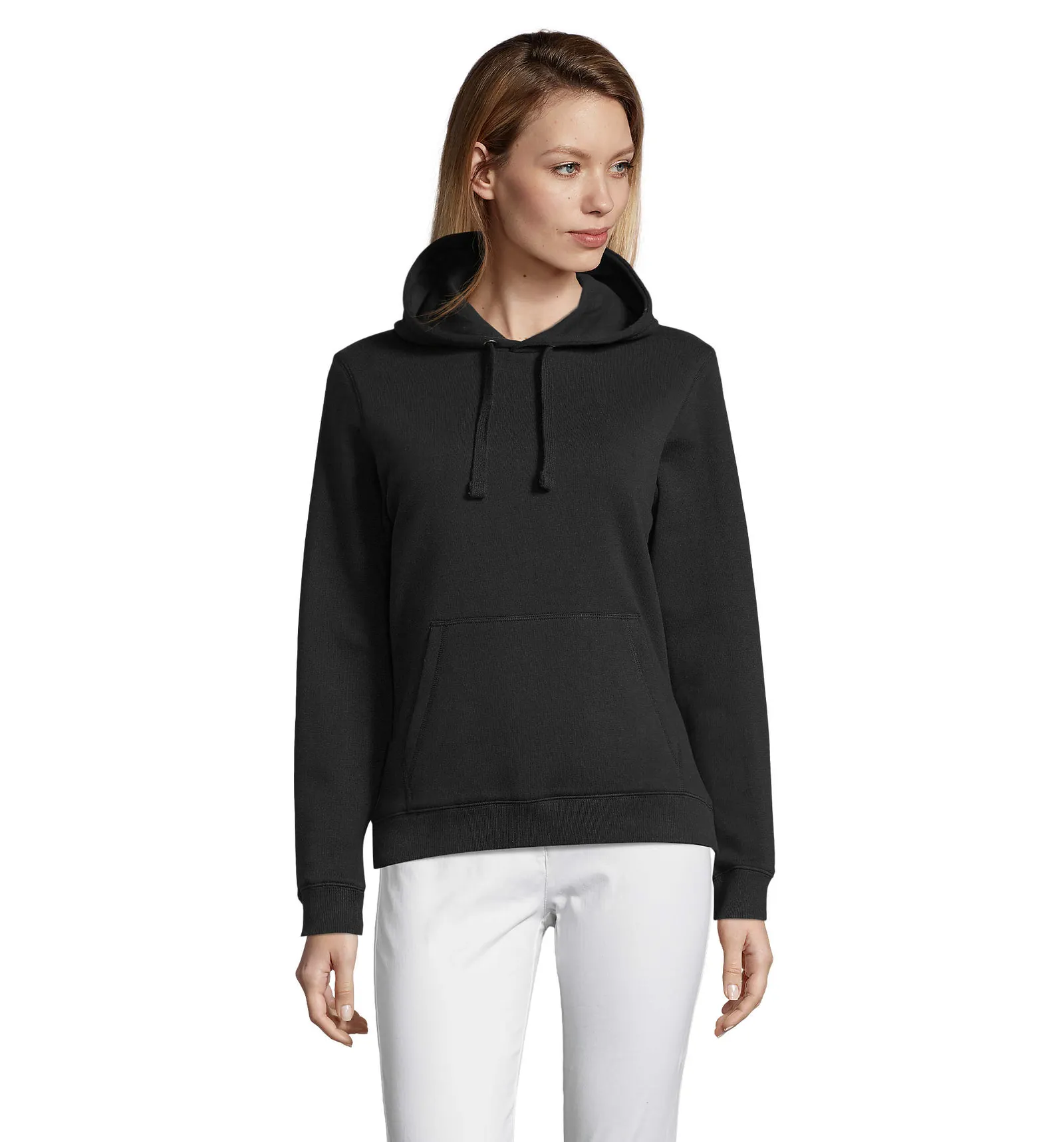 Felpa con cappuccio SOL'S Spencer Women, Black, su modello, fronte