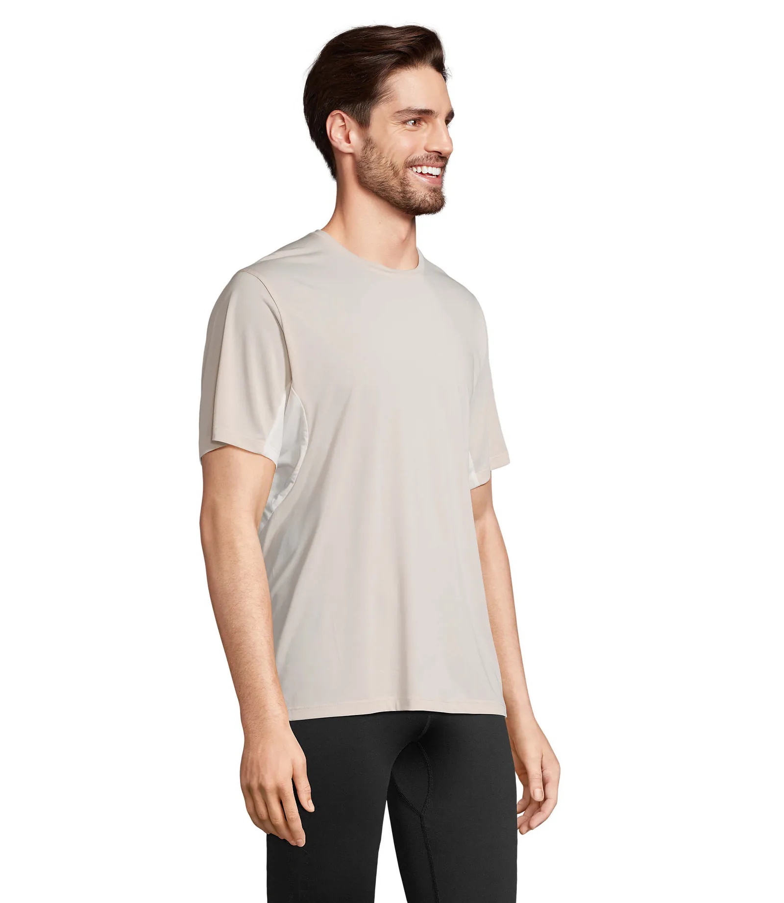 T-shirt tecnica SOL'S Storm, Linen/off-white, su modello, lato