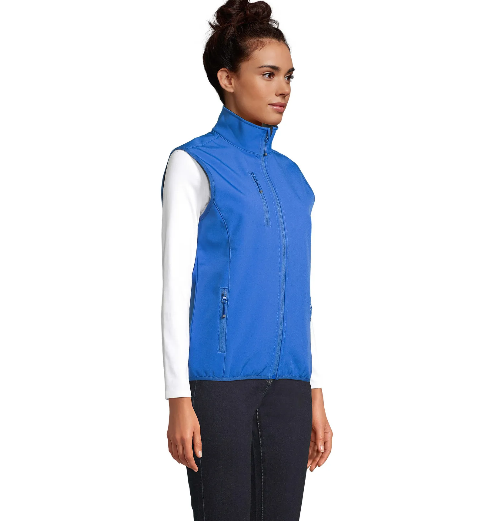 Gilet SOL'S Falcon BW Women, Royal blue, su modello, lato