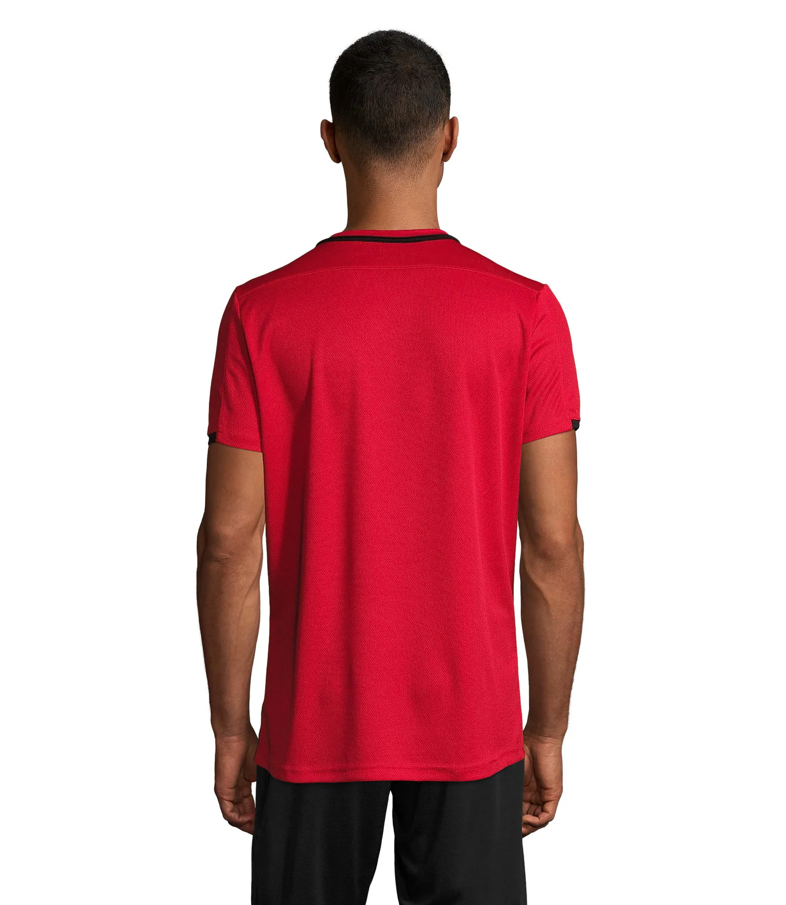 T-shirt tecnica SOL'S Classico, Red/black, su modello, retro