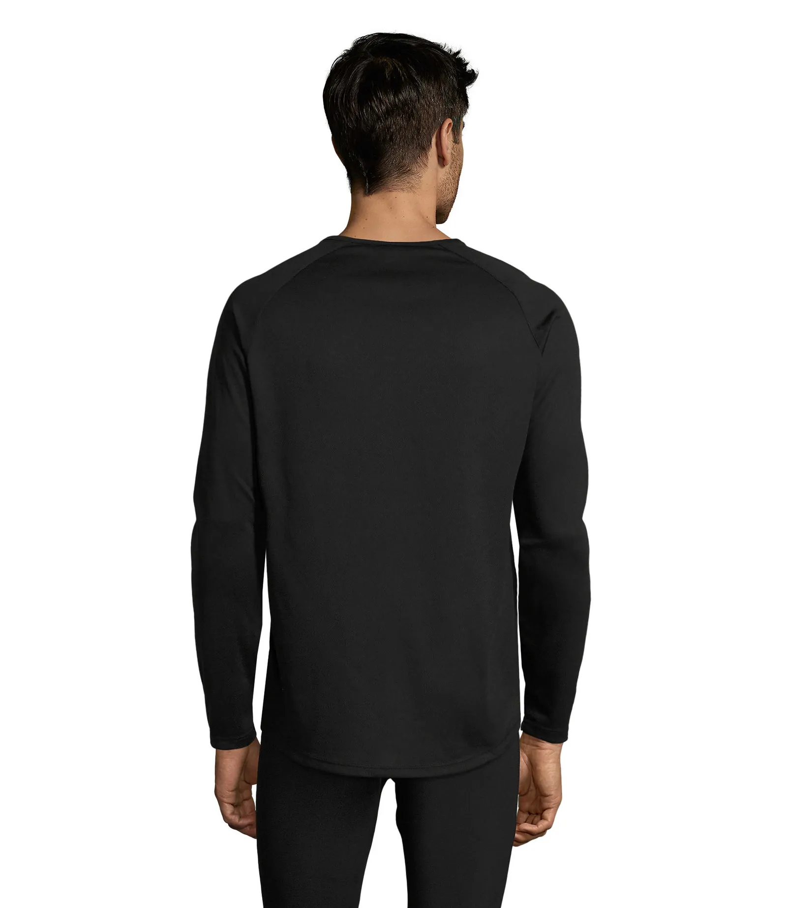 T-shirt tecnica SOL'S Sporty Lsl Men, Black, su modello, retro