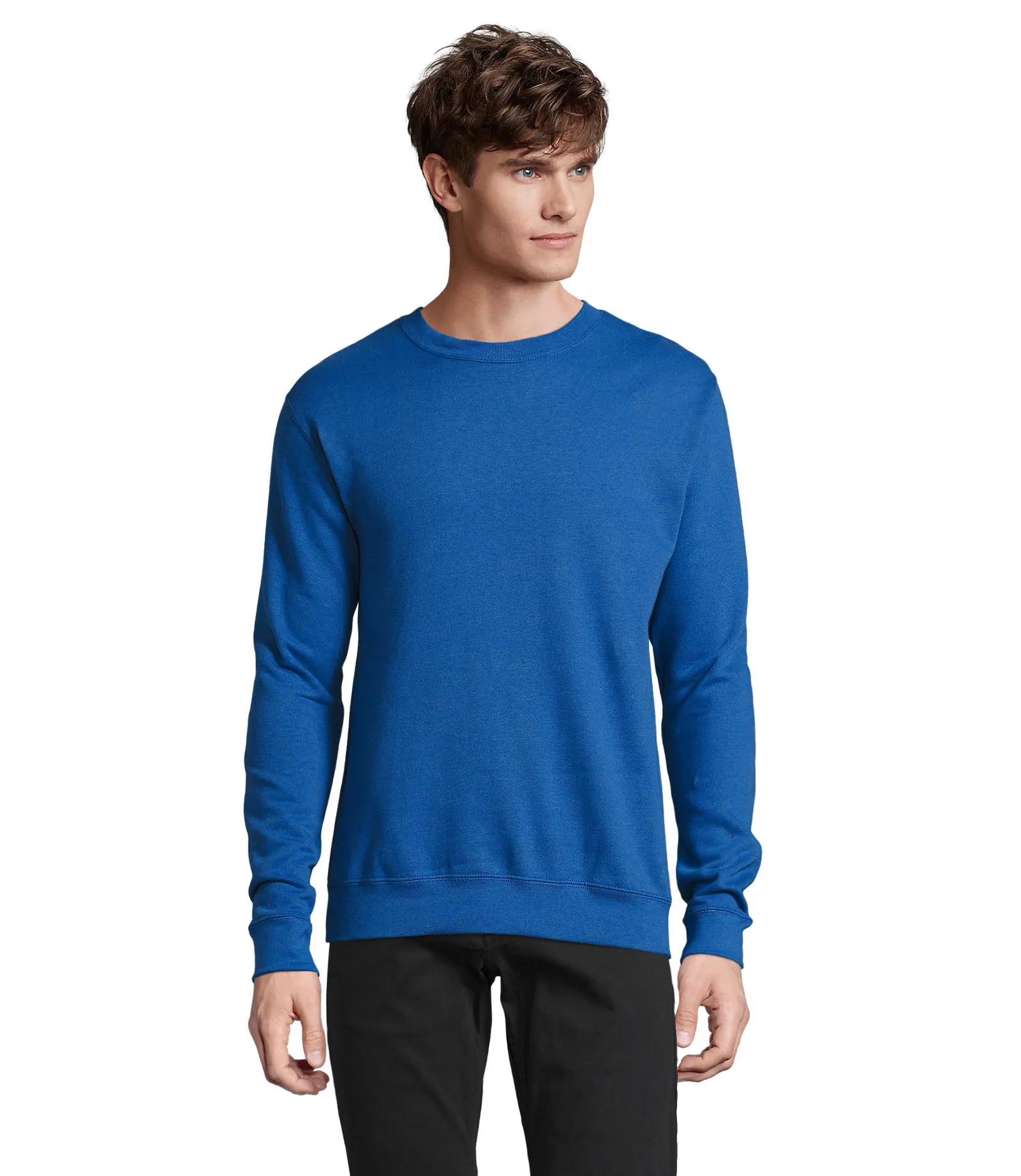 Felpa girocollo SOL'S Supreme, Royal blue, su modello, fronte