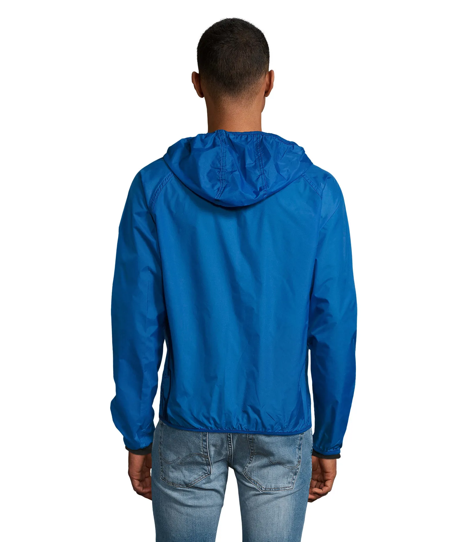 Giacca antivento SOL'S Shore, Royal blue, su modello, retro