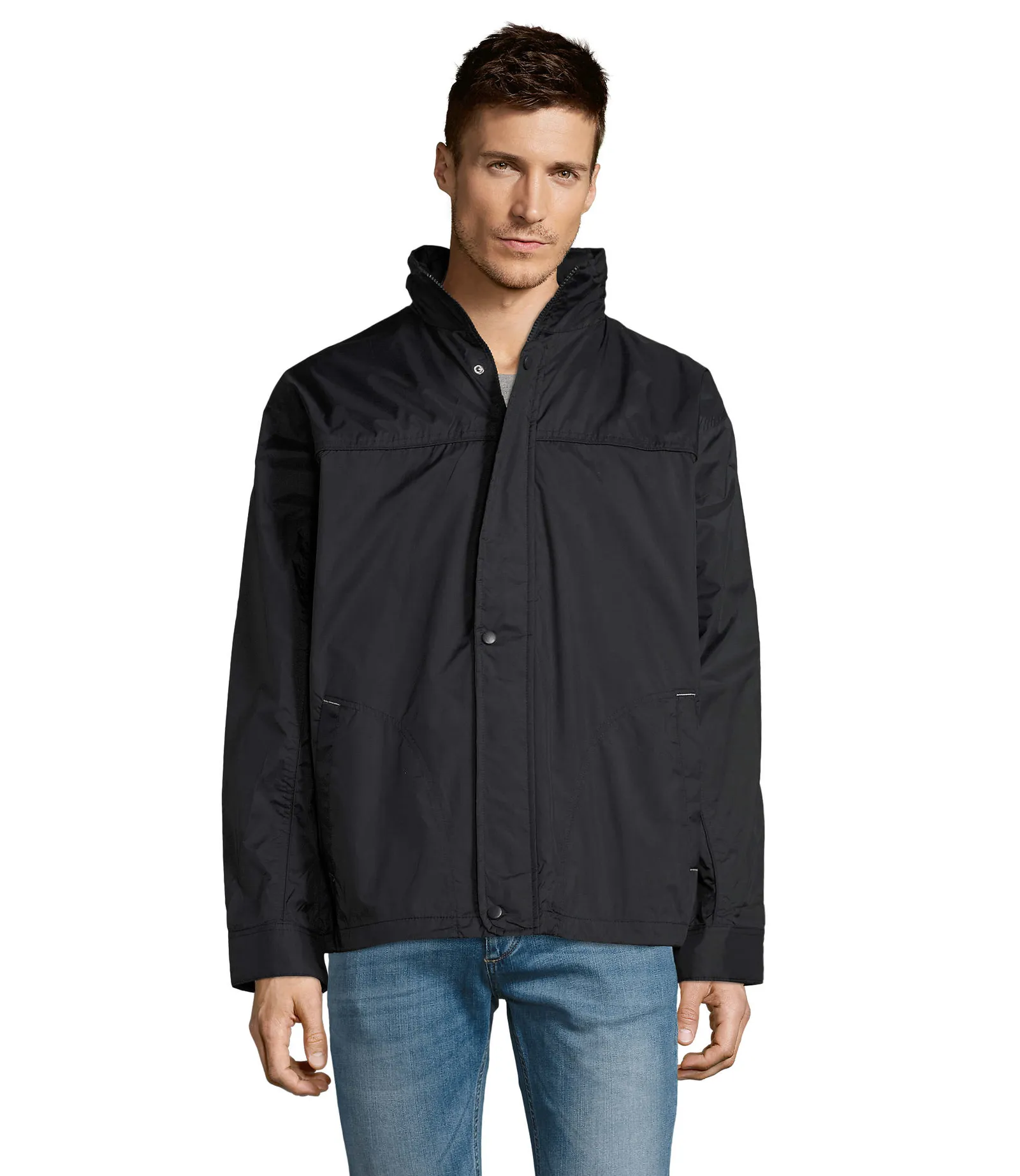 Giacca antivento SOL'S Mistral, Navy, su modello, fronte