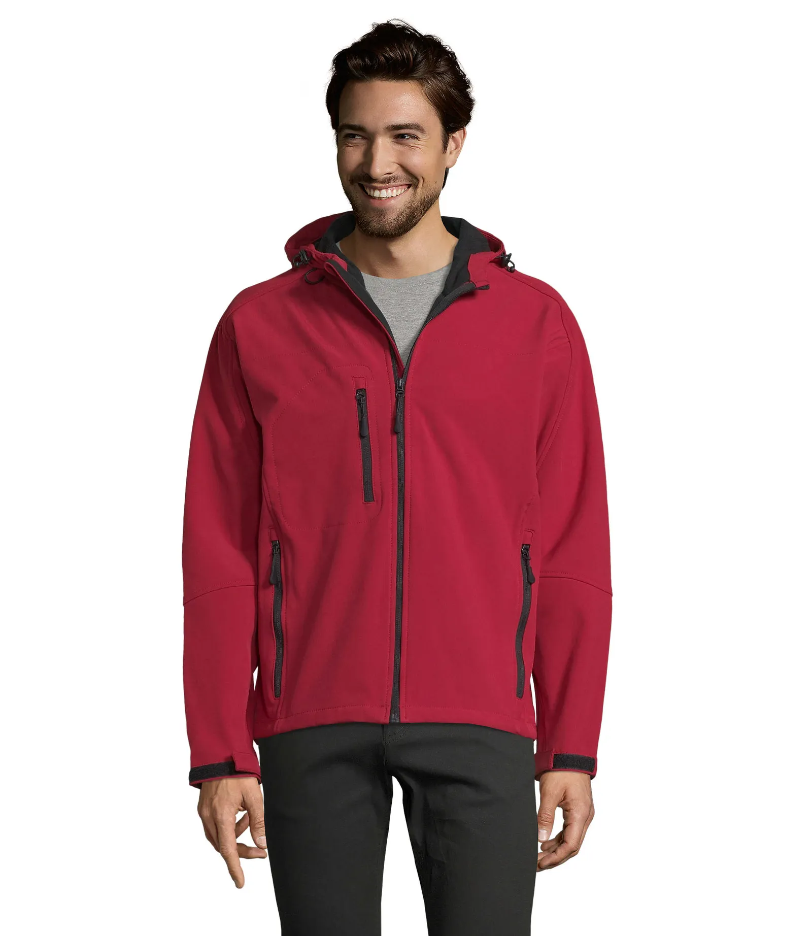Softshell SOL'S Replay Men, Pepper red, su modello, fronte