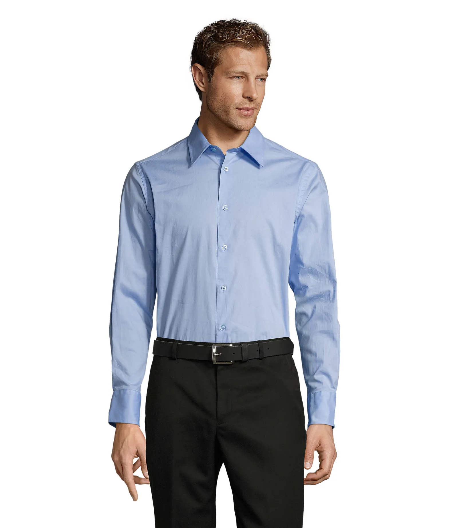 Camicia manica lunga SOL'S Brighton, Bright sky, su modello, fronte