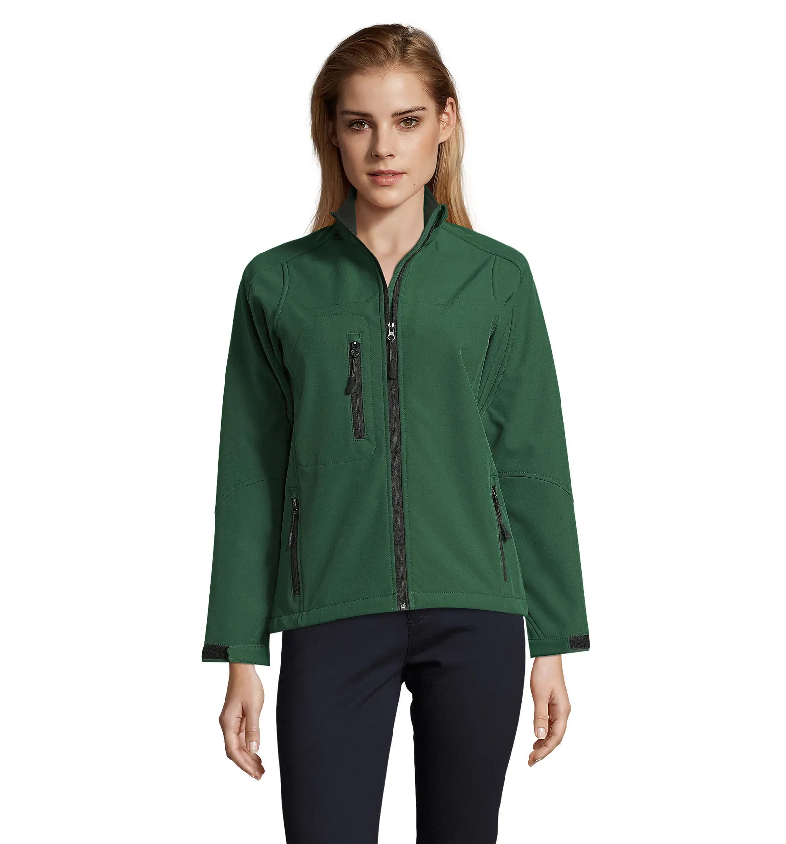 Softshell SOL'S Roxy, Bottle green, su modello, fronte