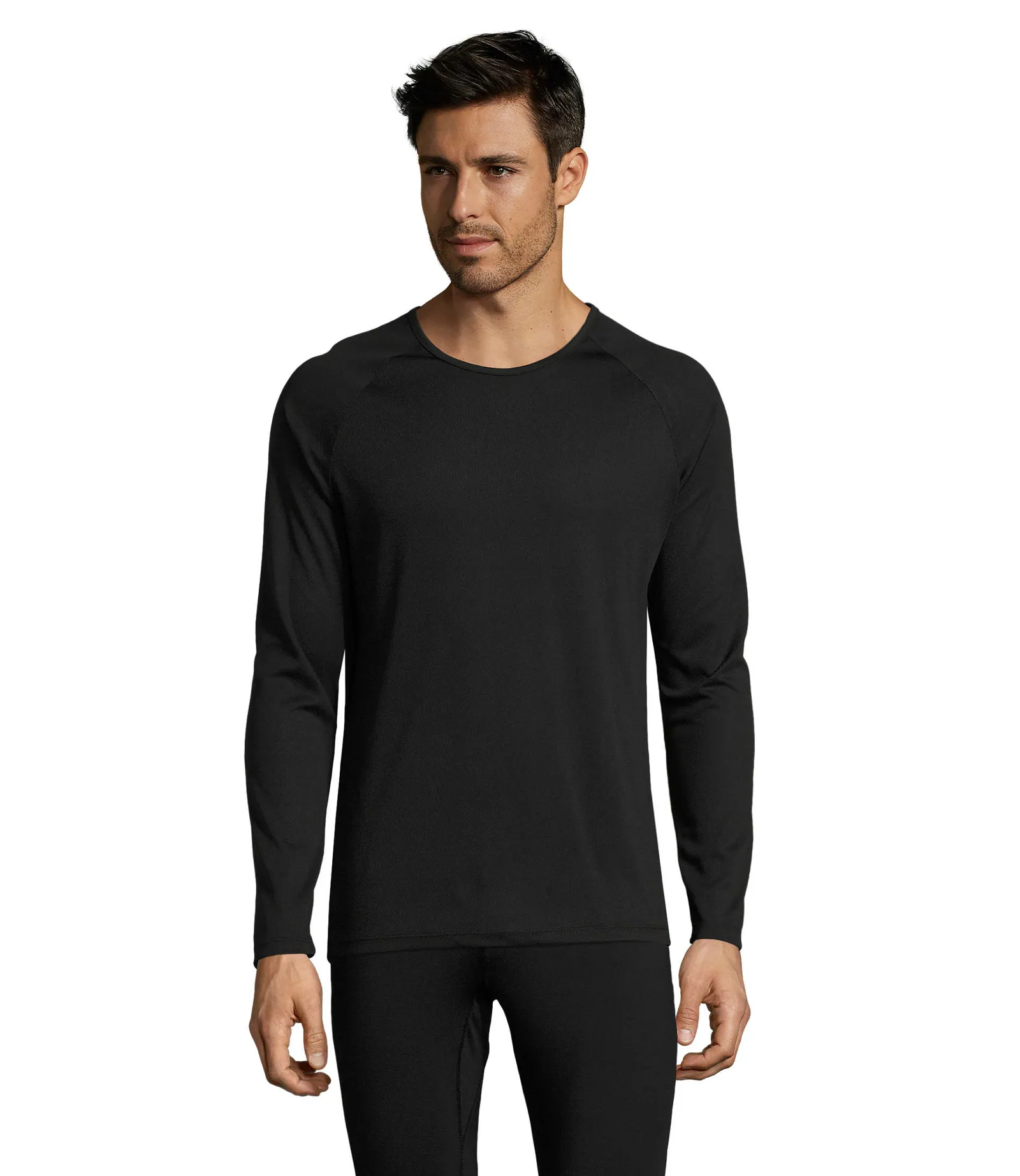T-shirt tecnica SOL'S Sporty Lsl Men, Black, su modello, fronte