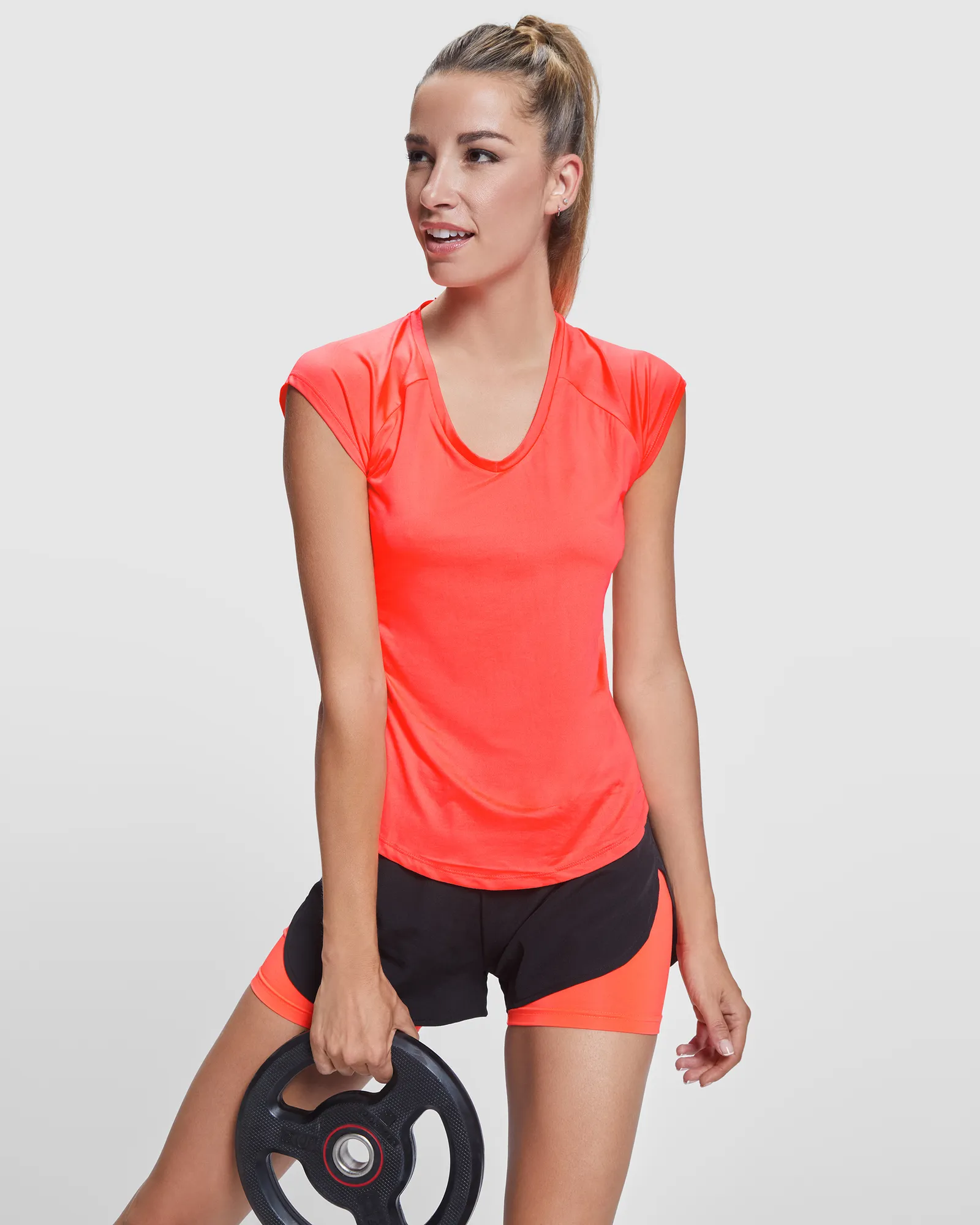 T-shirt tecnica Roly Avus, Corallo Fluo