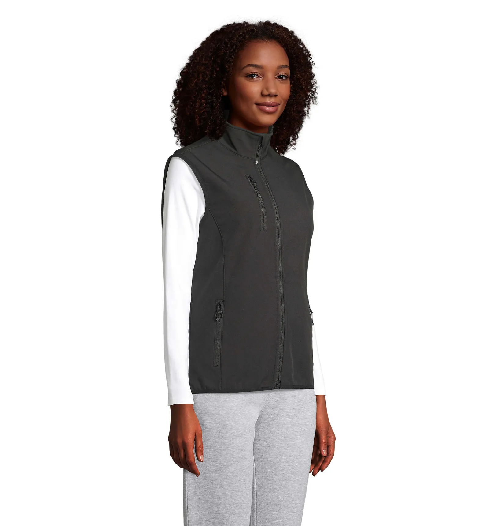 Gilet SOL'S Falcon BW Women, Black, su modello, lato