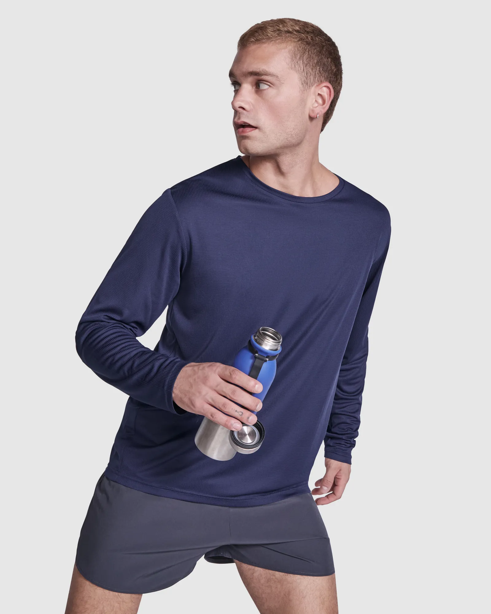 T-shirt tecnica Roly Estoril L/S, Blu Navy, dettaglio