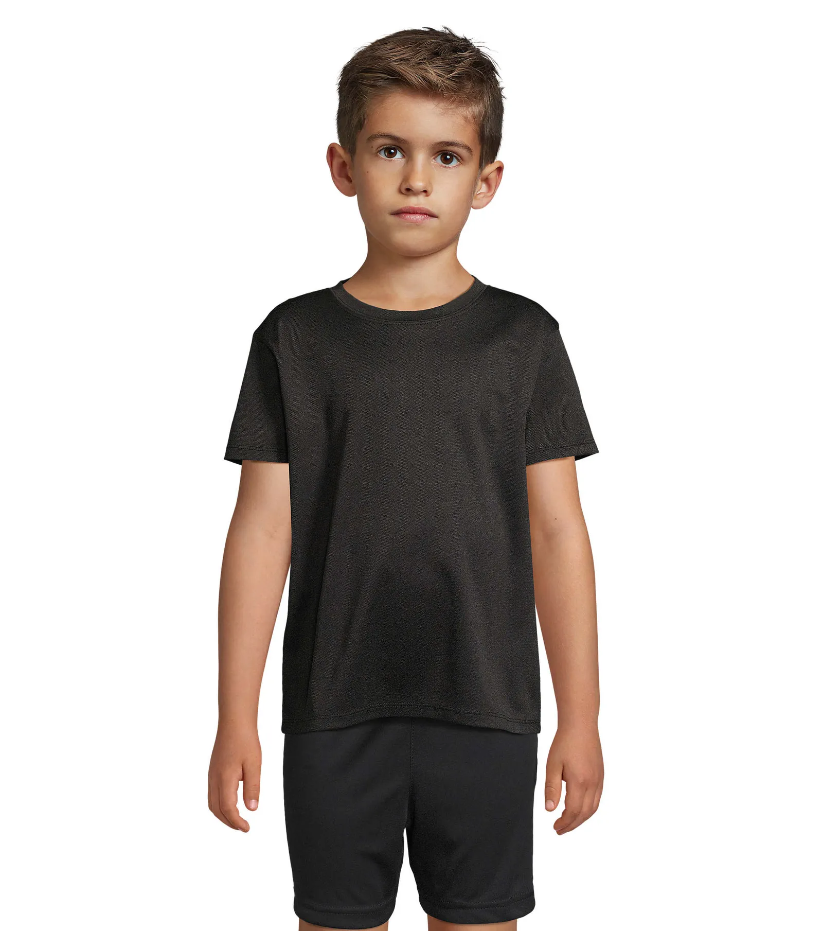 T-shirt tecnica SOL'S Sprint Kids, Black, su modello, fronte