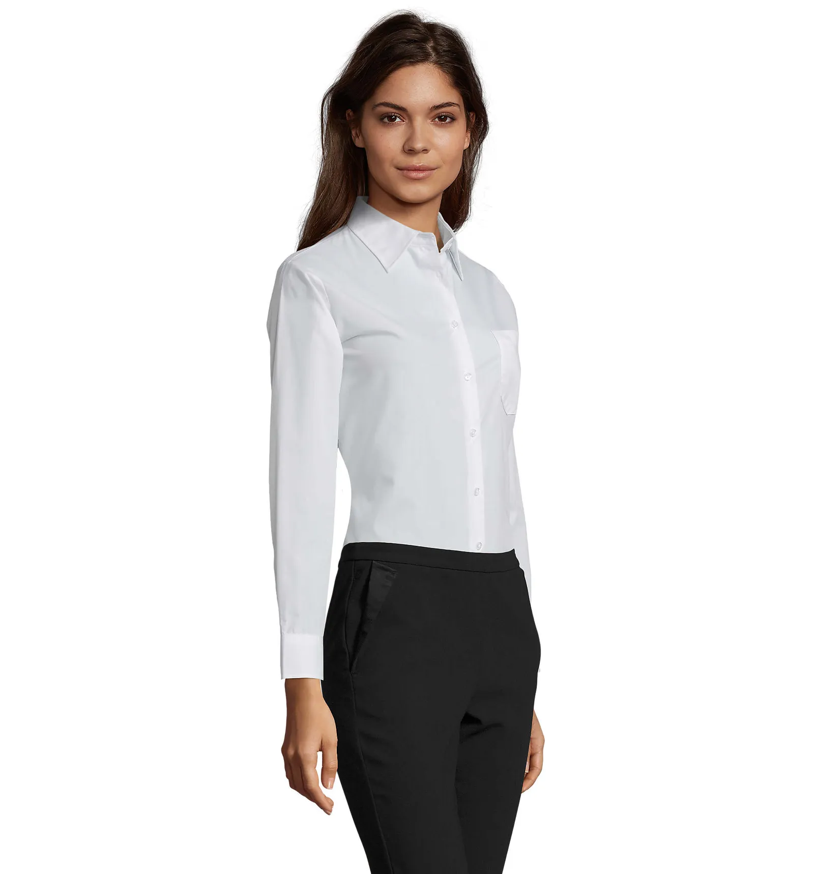 Camicia manica lunga SOL'S Executive, White, su modello, lato