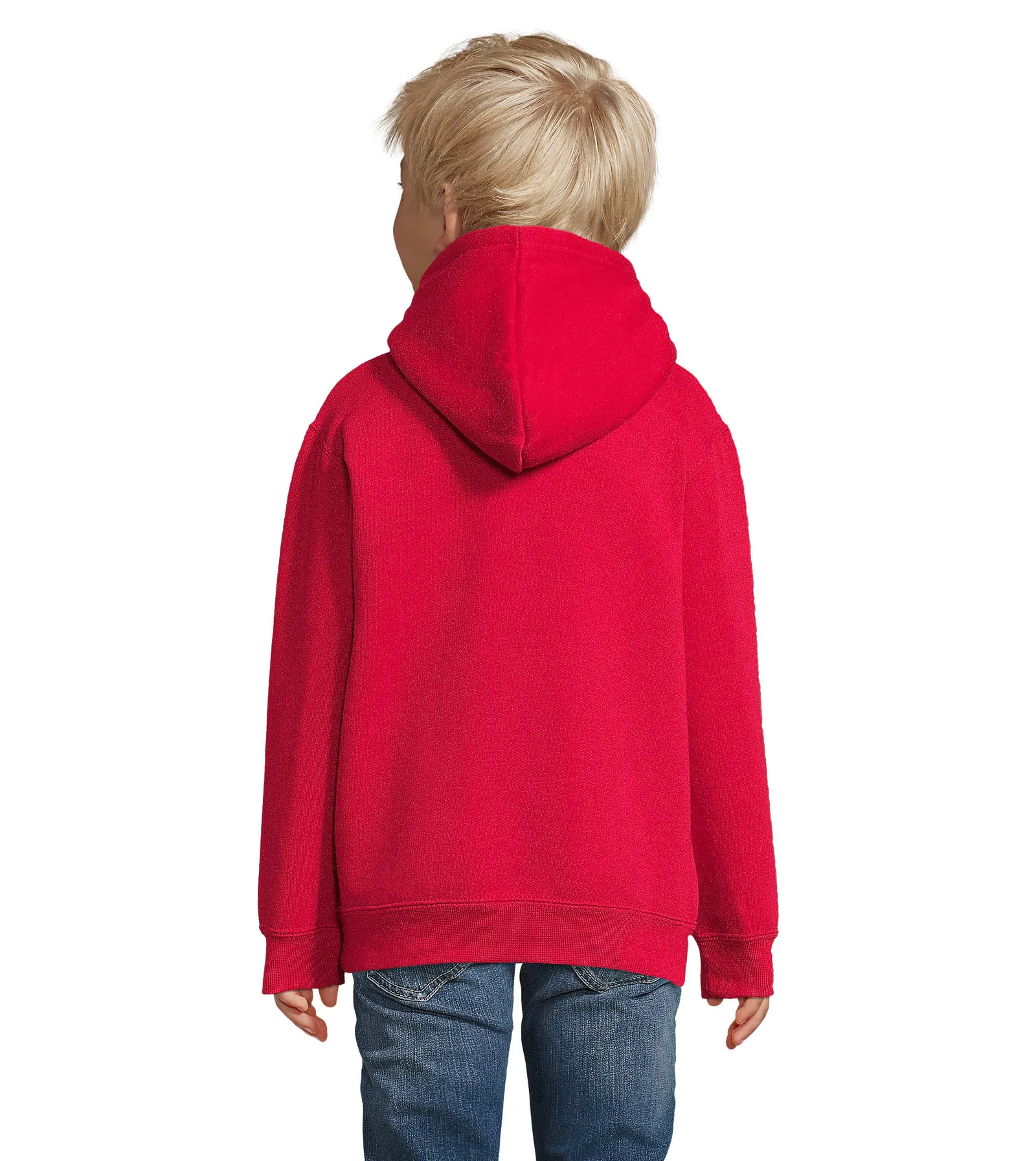 Felpa con cappuccio SOL'S Slam Kids, Red, su modello, retro