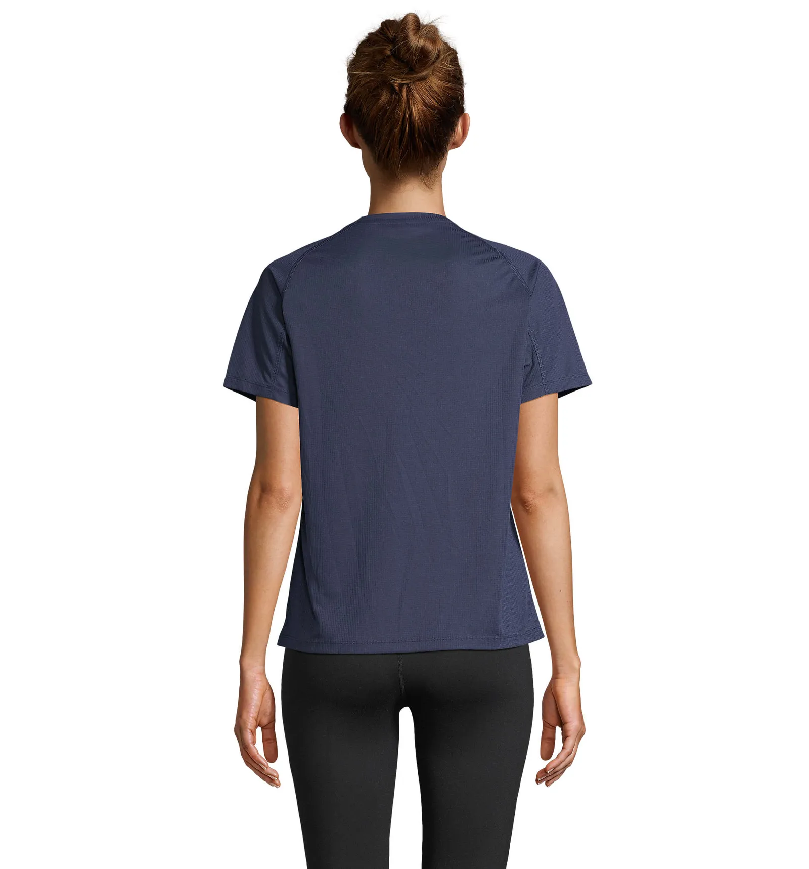 T-shirt tecnica SOL'S Vortex Women, French navy, su modello, retro