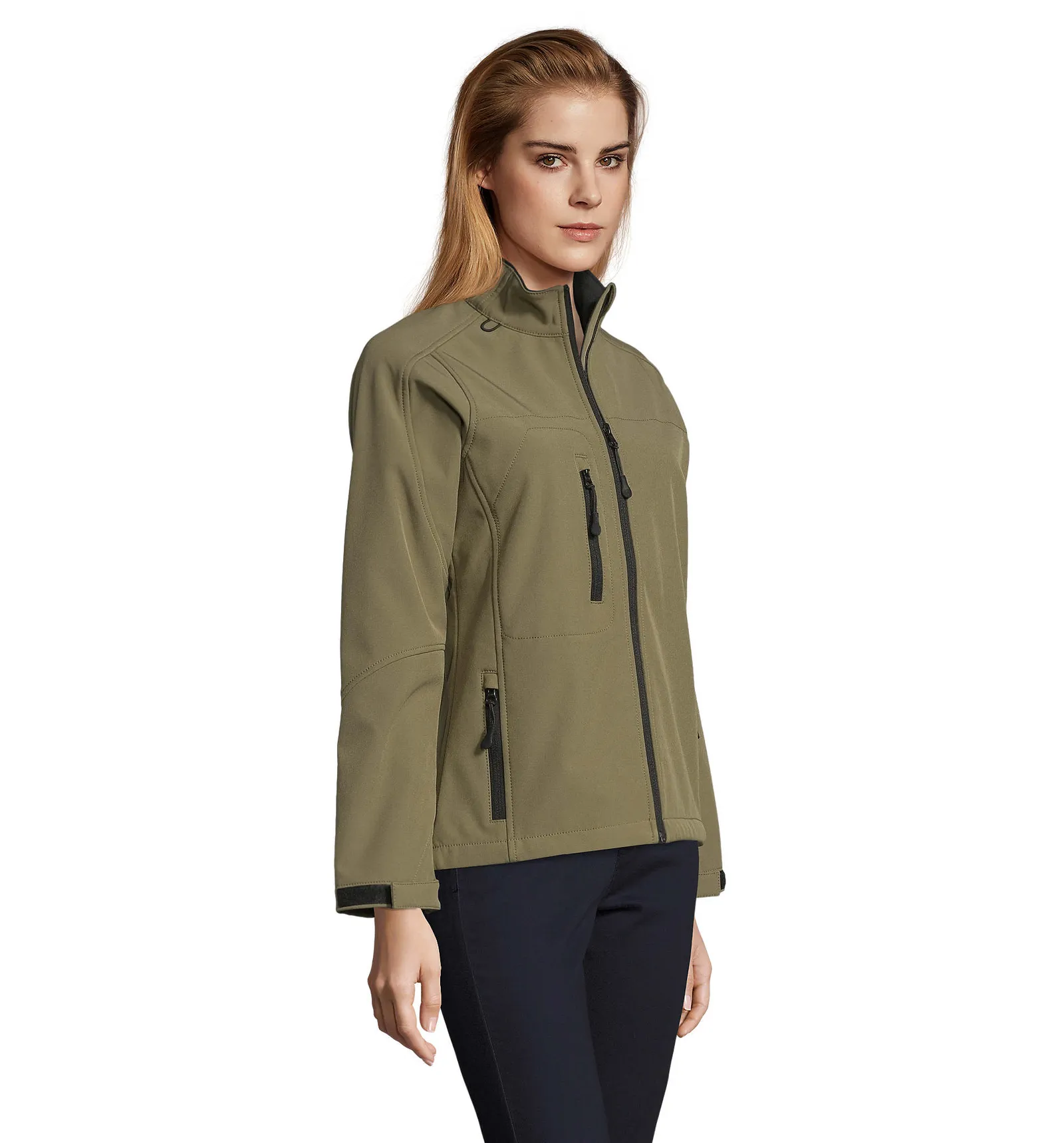 Softshell SOL'S Roxy, Army, su modello, lato