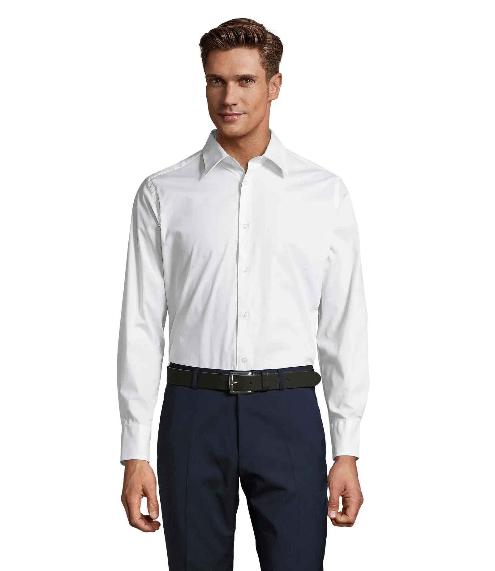 Camicia manica lunga SOL'S Brighton, White, su modello, fronte