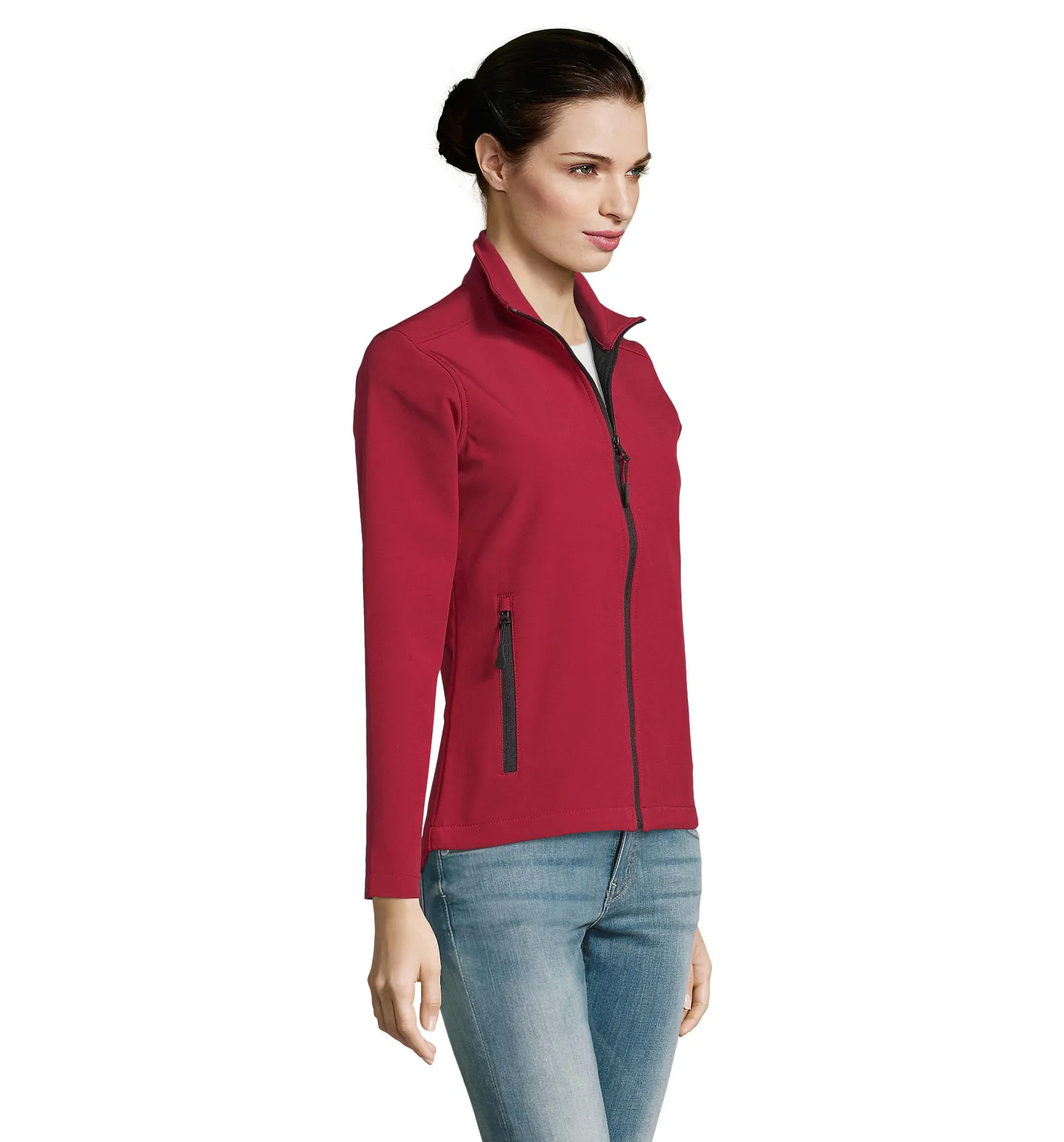 Softshell SOL'S Race Women, Pepper red, su modello, lato