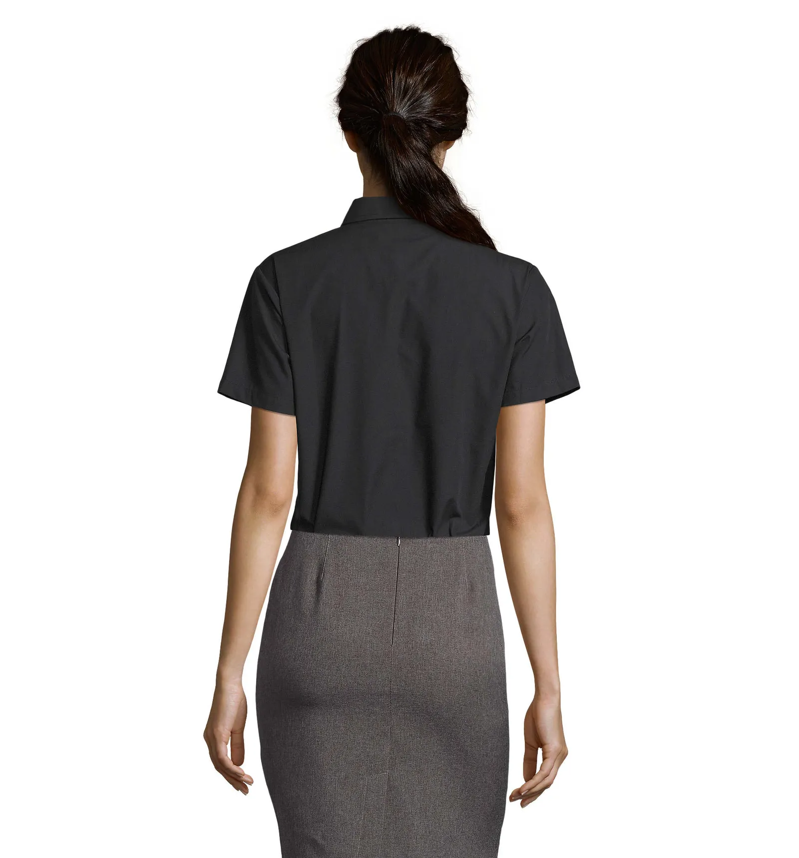 Camicia manica corta SOL'S Escape, Black, su modello, retro