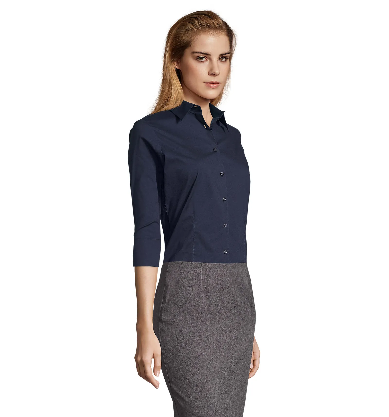 Camicia manica 3/4 SOL'S Effect, Dark blue, su modello, lato