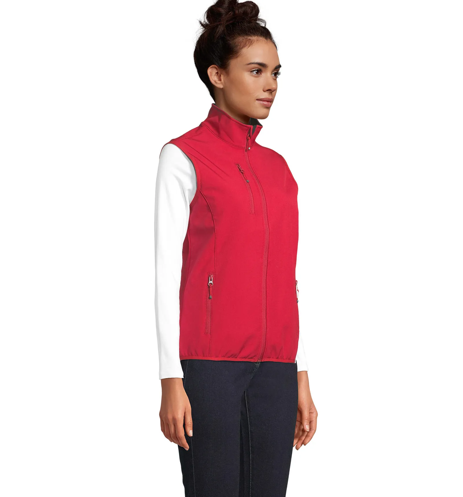 Gilet SOL'S Falcon BW Women, Pepper red, su modello, lato