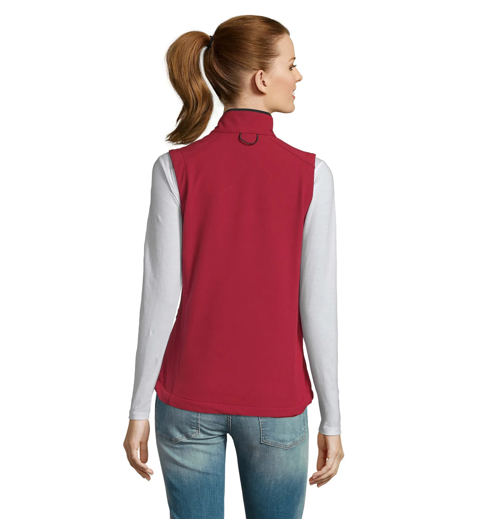 Gilet SOL'S Rallye Women, Pepper red, su modello, retro