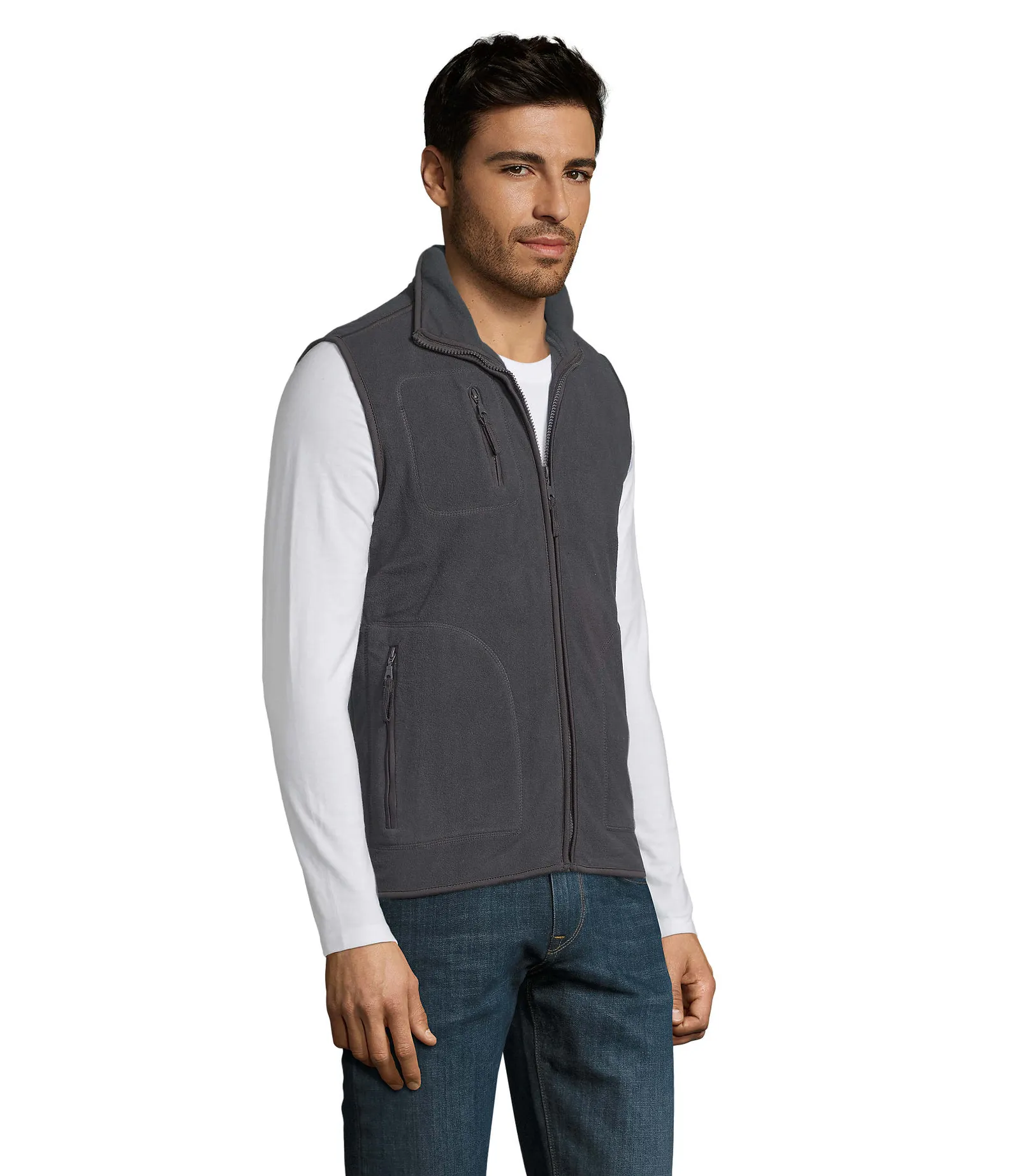 Gilet SOL'S Norway, Charcoal grey, su modello, lato