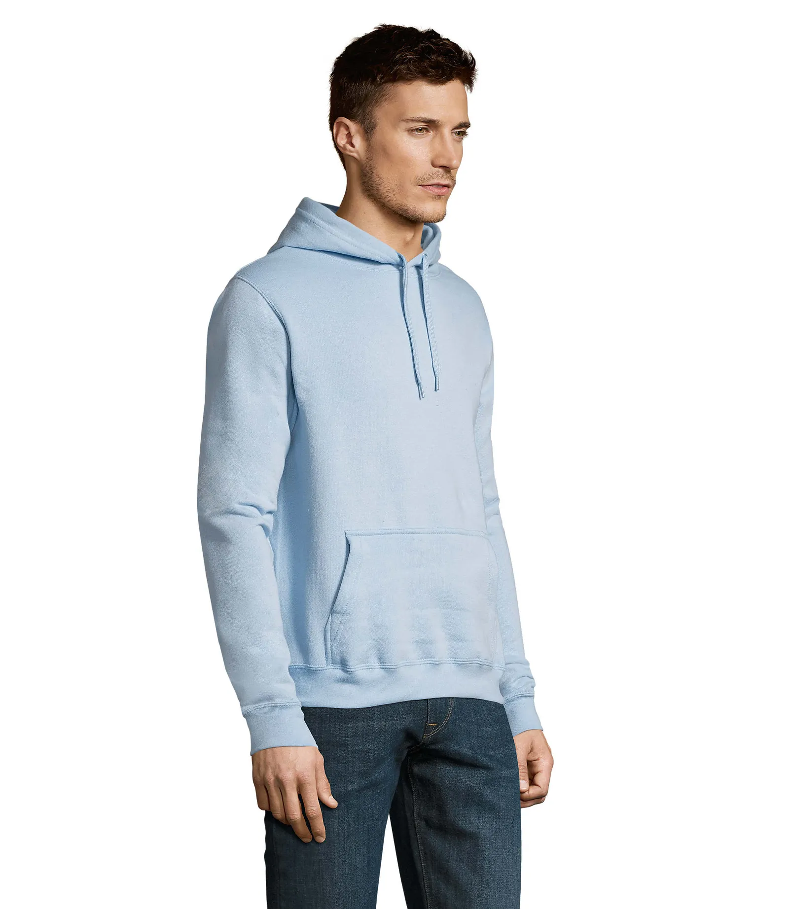 Felpa con cappuccio SOL'S Slam, Sky blue, su modello, lato