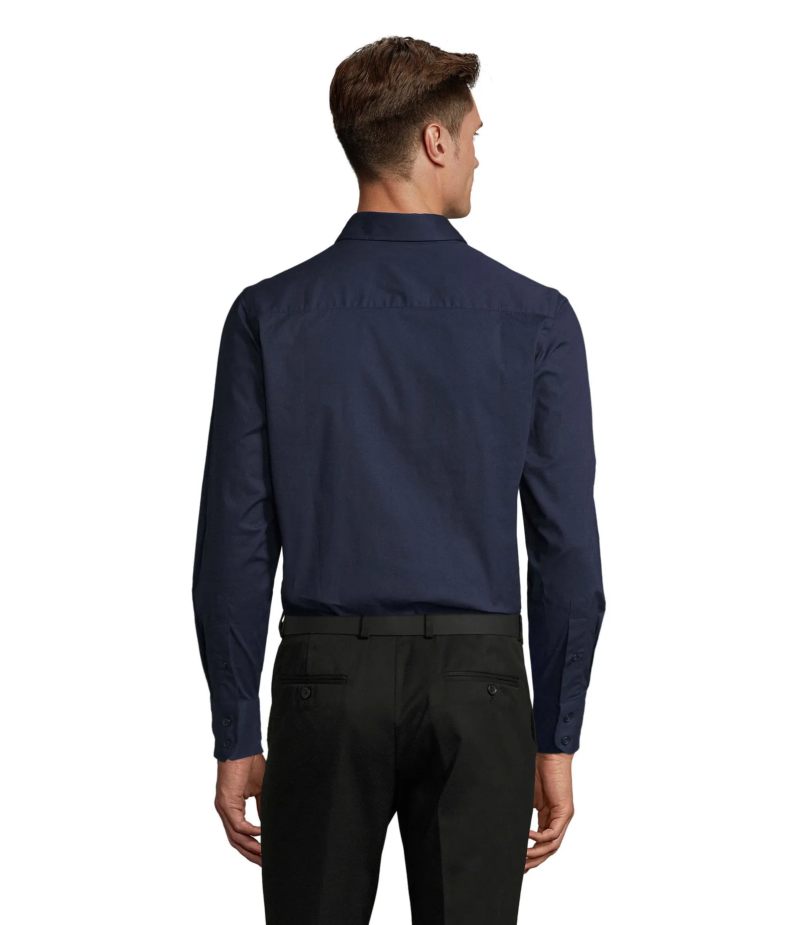 Camicia manica lunga SOL'S Brighton, Dark blue, su modello, retro