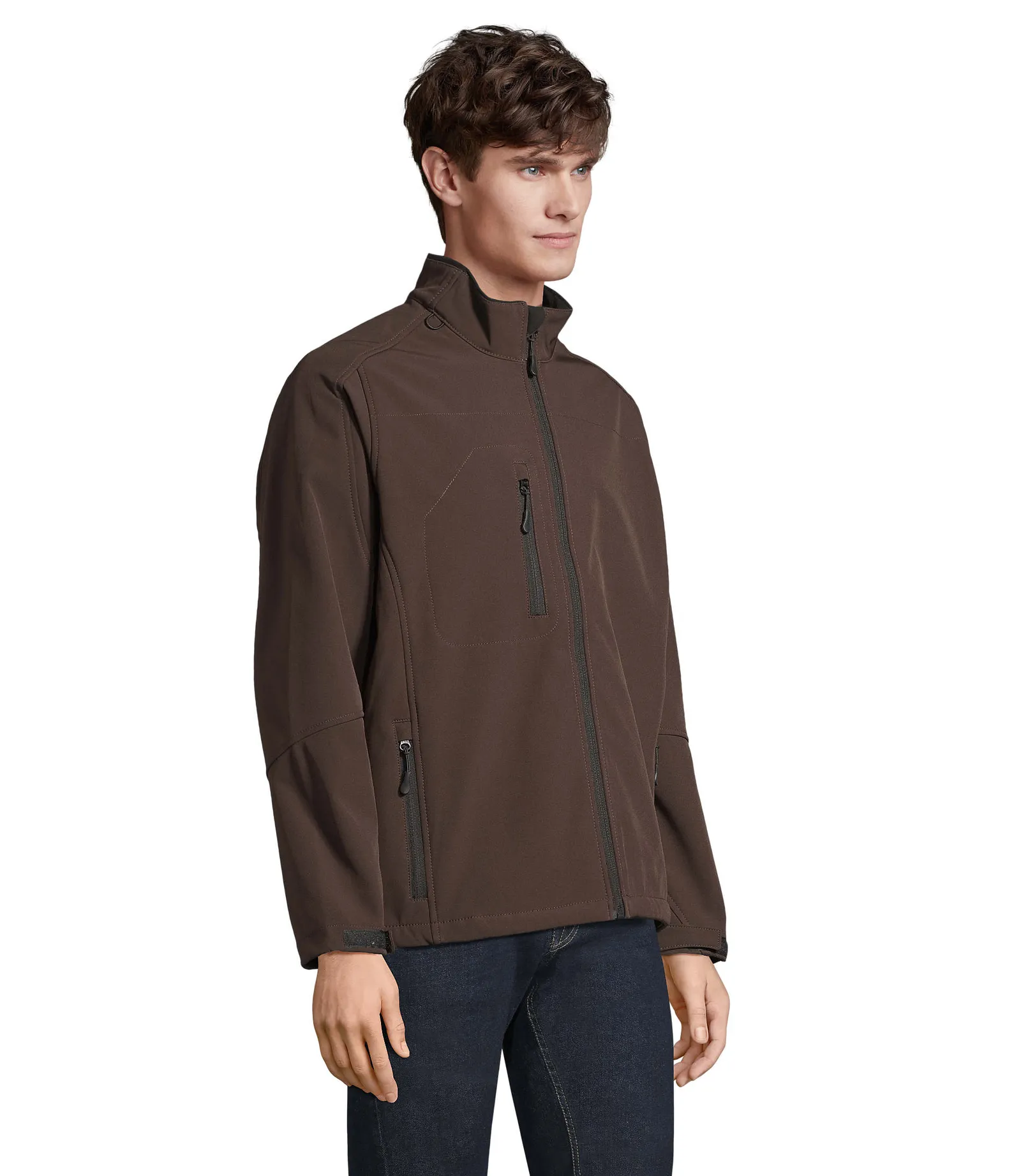 Softshell SOL'S Relax, Dark chocolate, su modello, lato