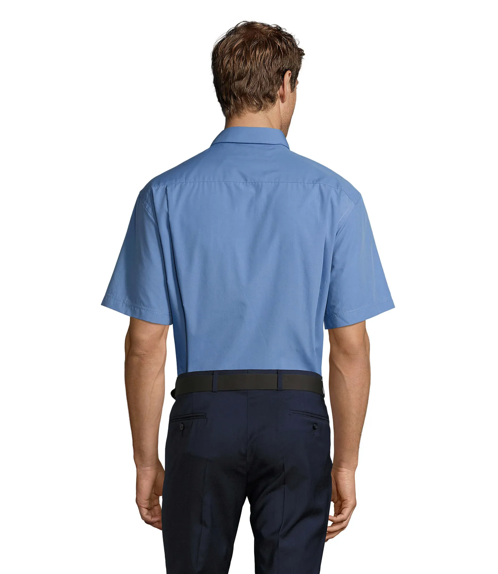 Camicia manica corta SOL'S Bristol, Medium blue, su modello, retro