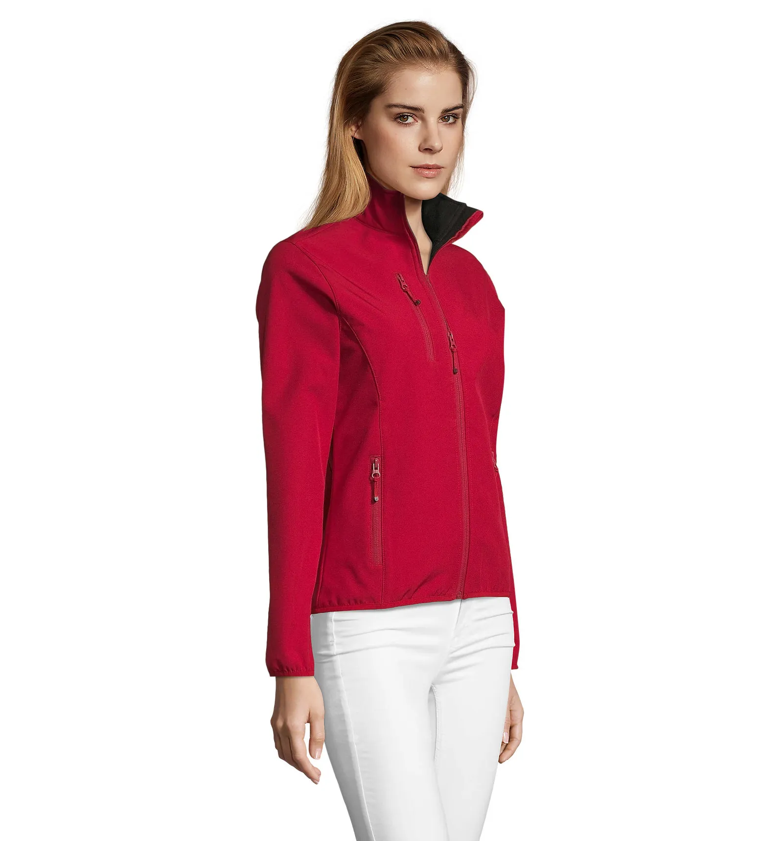 Softshell SOL'S Radian Women, Pepper red, su modello, lato
