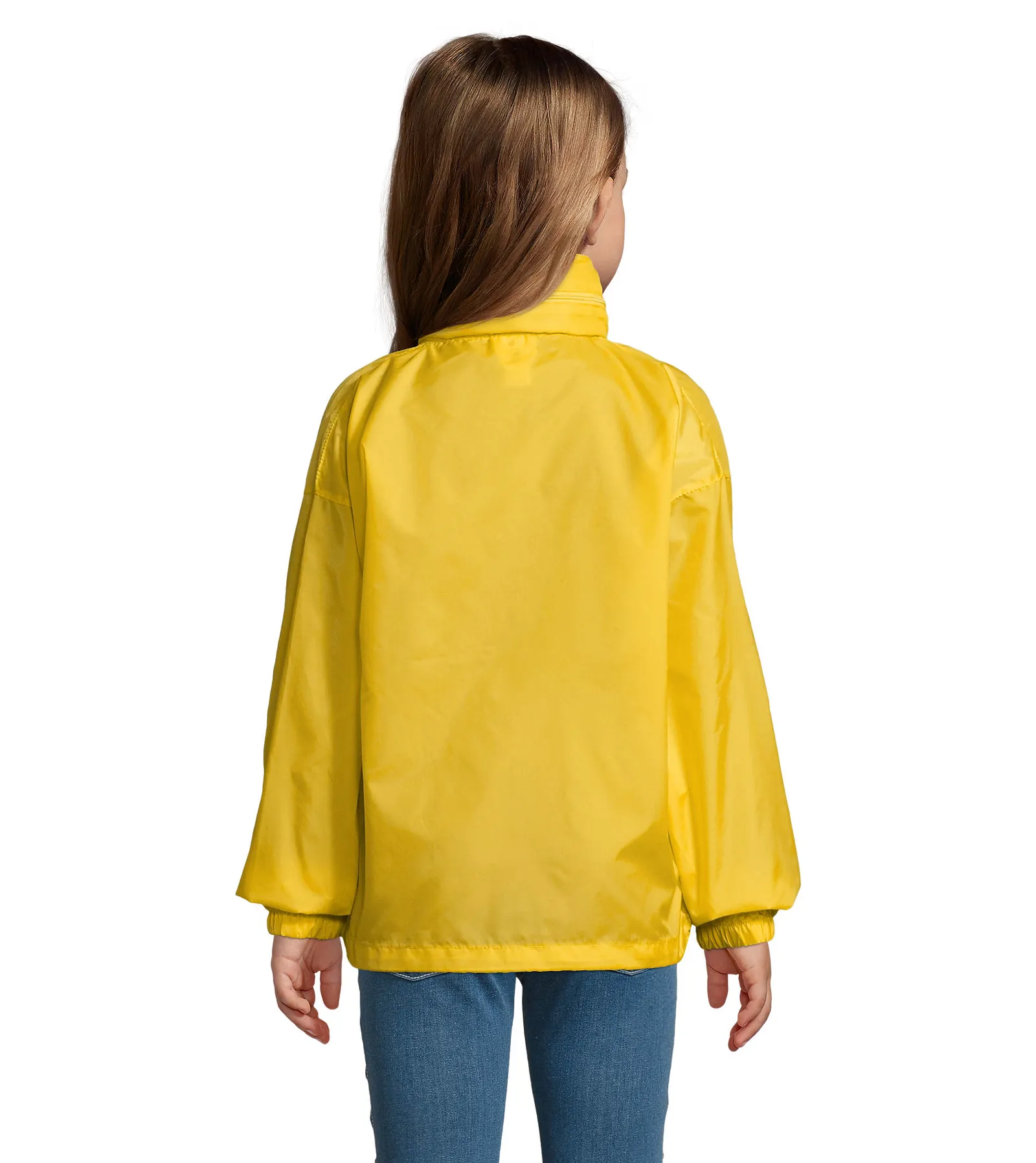Giacca antivento SOL'S Surf Kids, Gold, su modello, retro