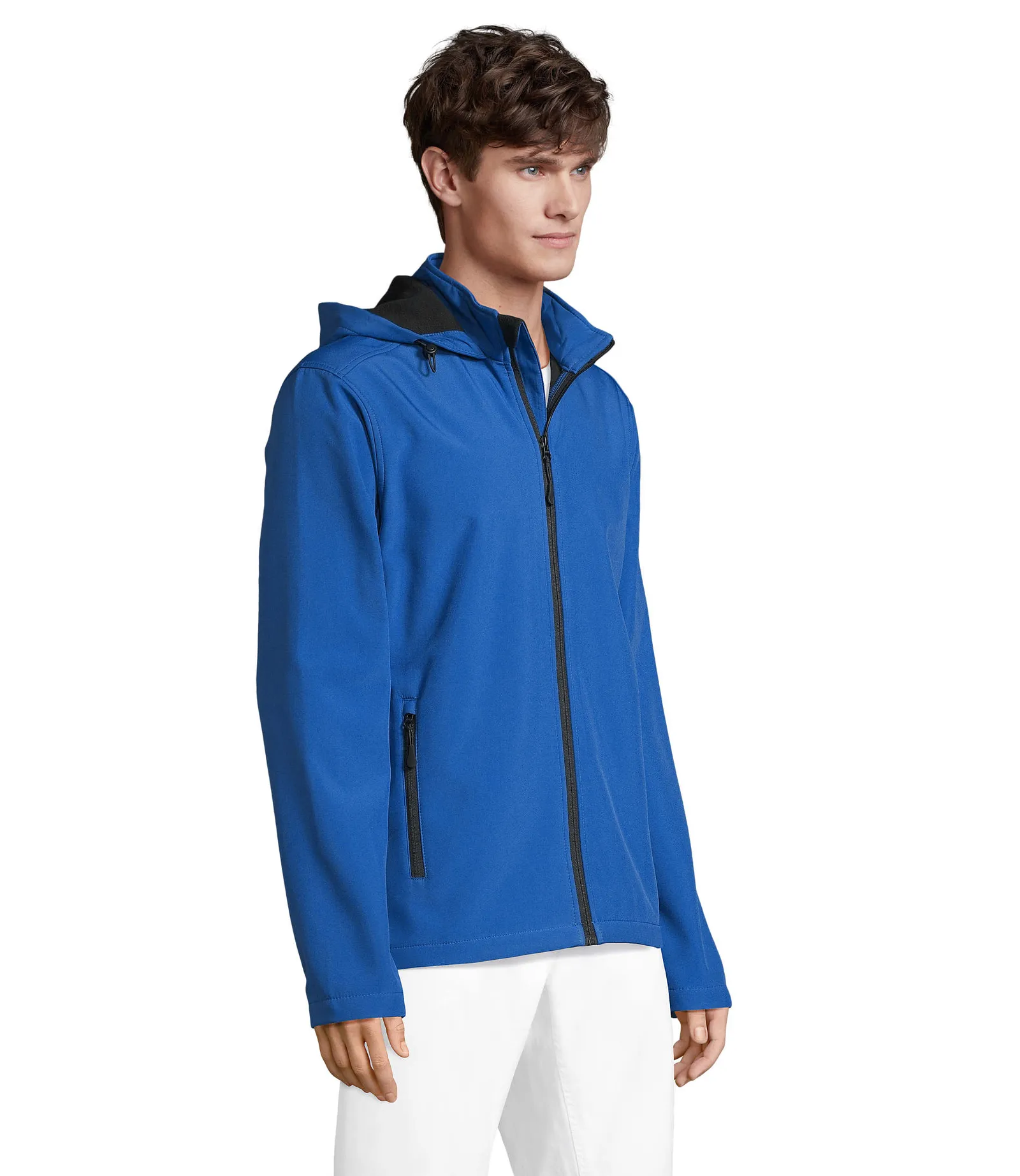 Softshell SOL'S Race Hooded Men, Royal blue, su modello, lato