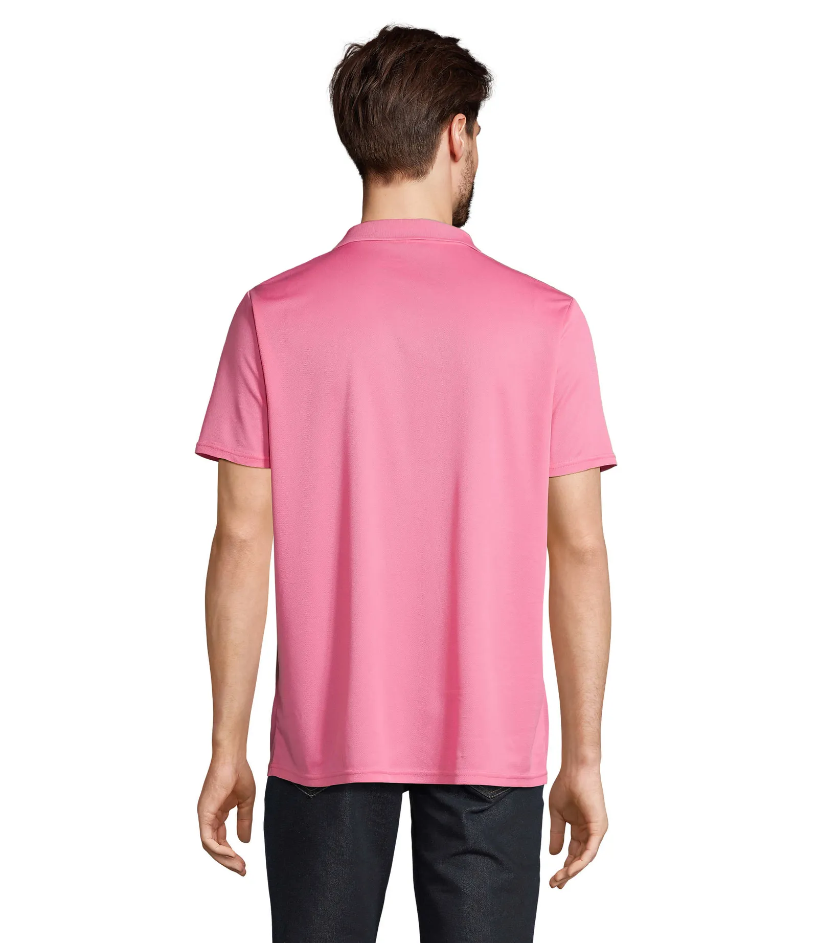 Polo tecnica SOL'S Pitcher, Ribbon pink, su modello, retro