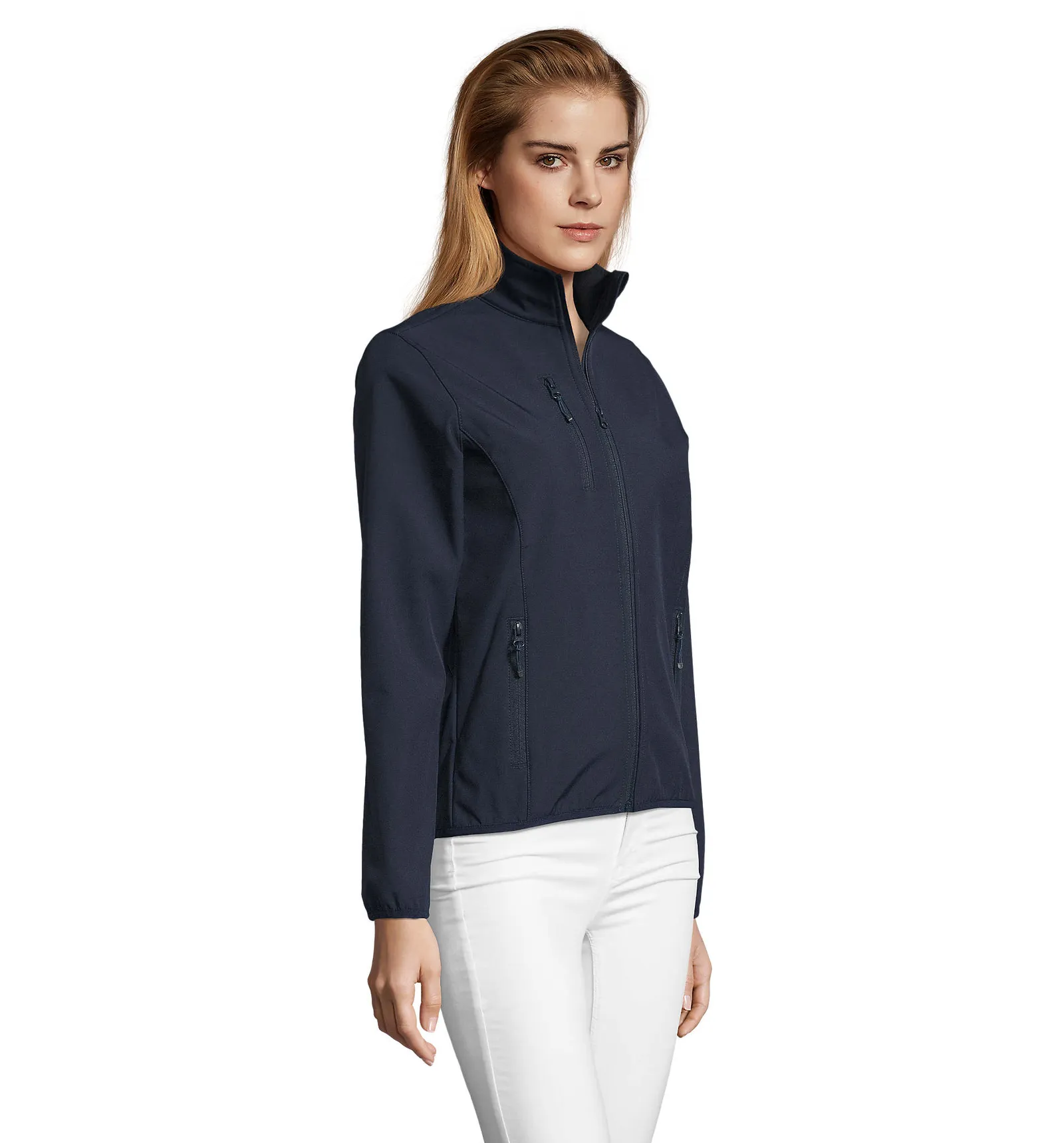 Softshell SOL'S Radian Women, Abyss blue, su modello, lato