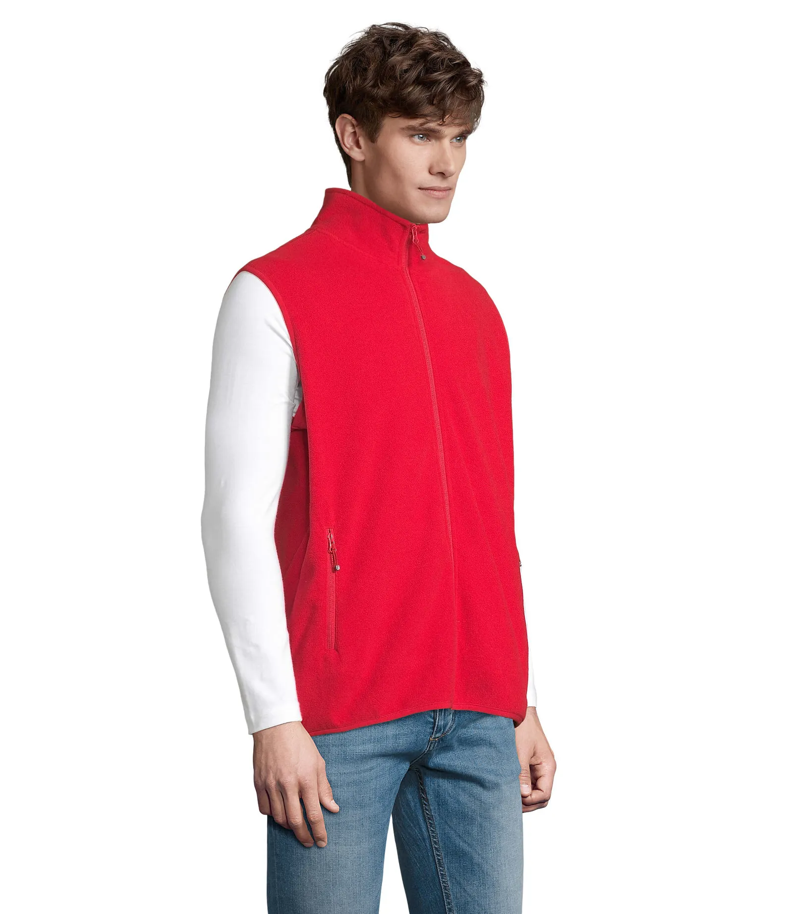 Gilet SOL'S Factor BW, Red, su modello, lato