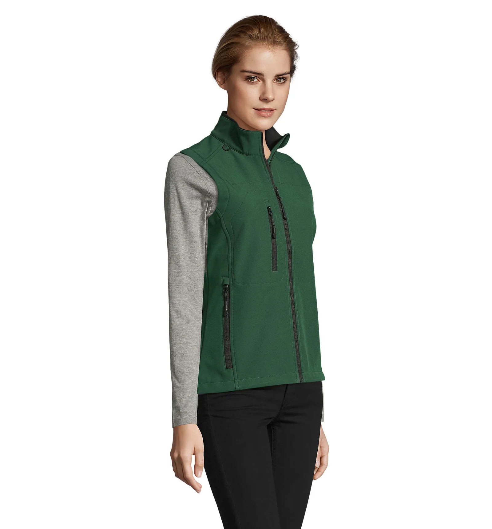 Gilet SOL'S Rallye Women, Bottle green, su modello, lato