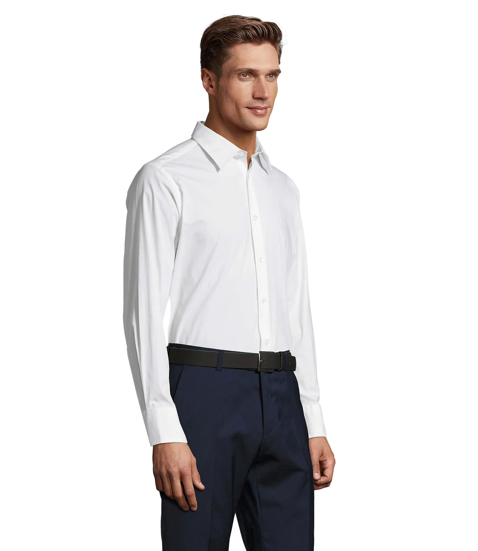 Camicia manica lunga SOL'S Brighton, White, su modello, lato