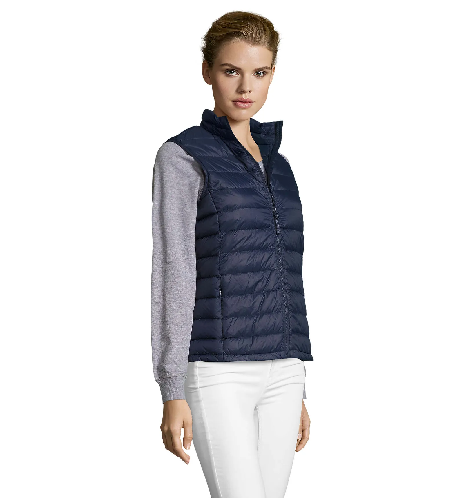 Gilet SOL'S Wilson BW Women, French navy, su modello, lato