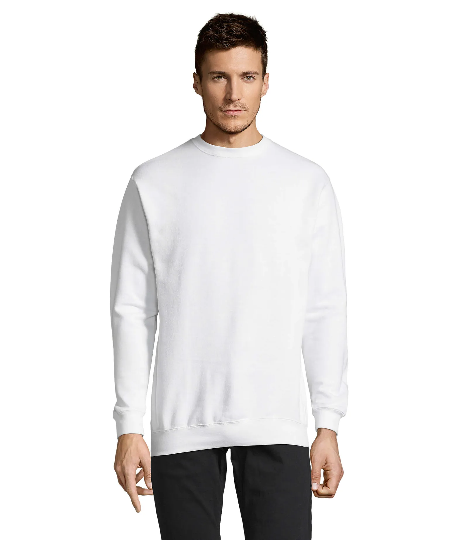 Felpa girocollo SOL'S Supreme, White, su modello, fronte