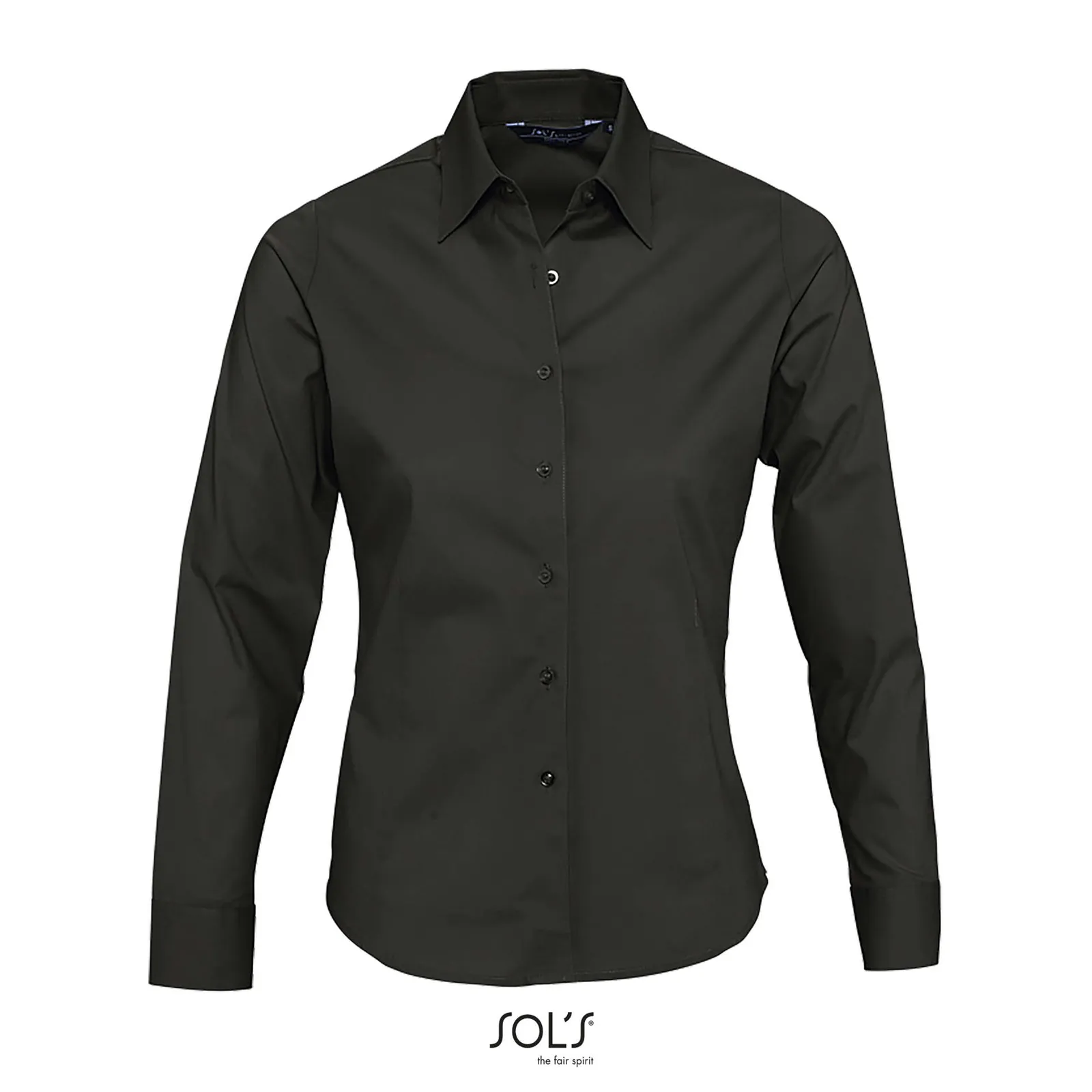 Camicia manica lunga SOL'S Eden, Black, su modello, fronte