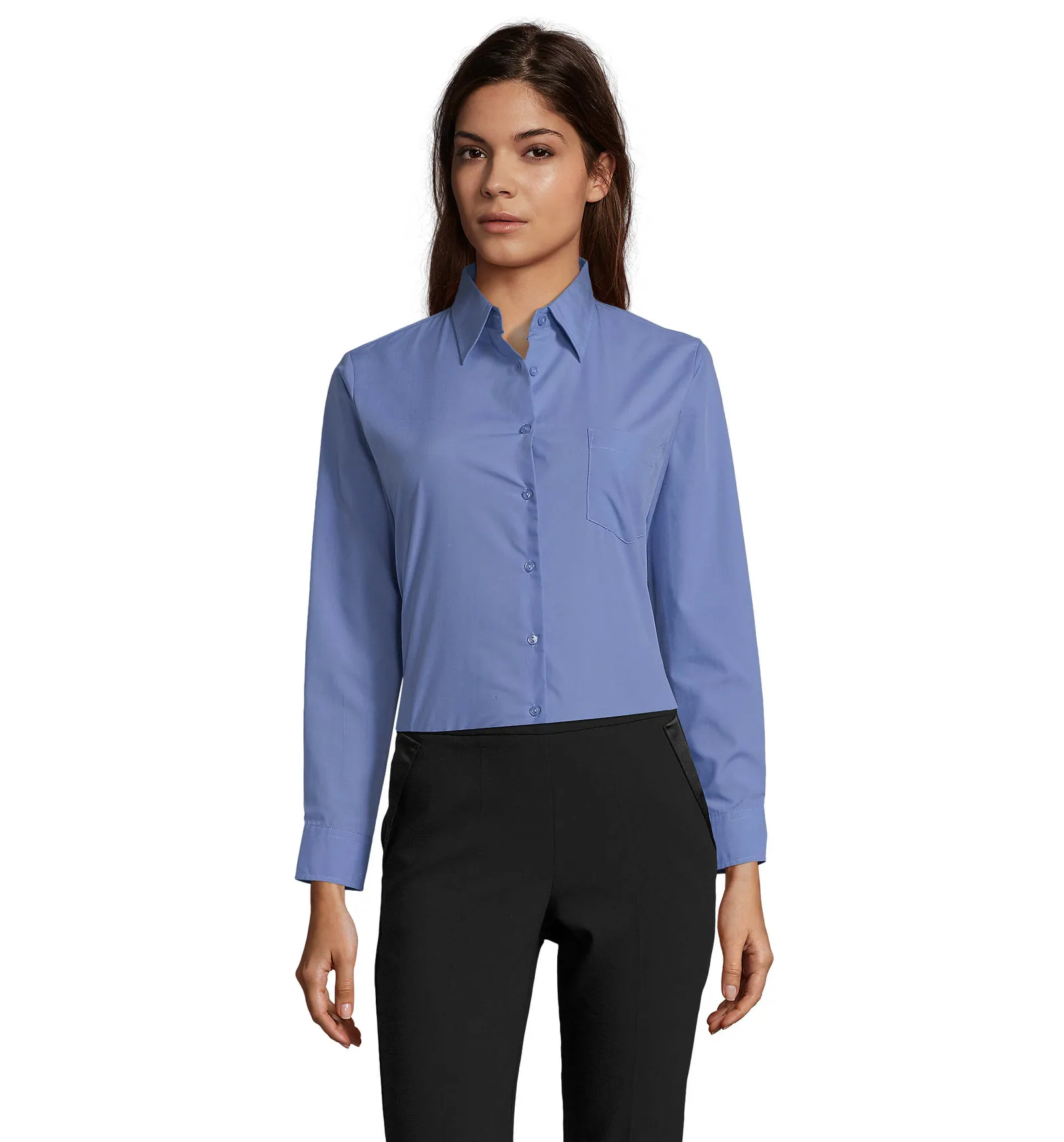 Camicia manica lunga SOL'S Executive, Medium blue, su modello, fronte