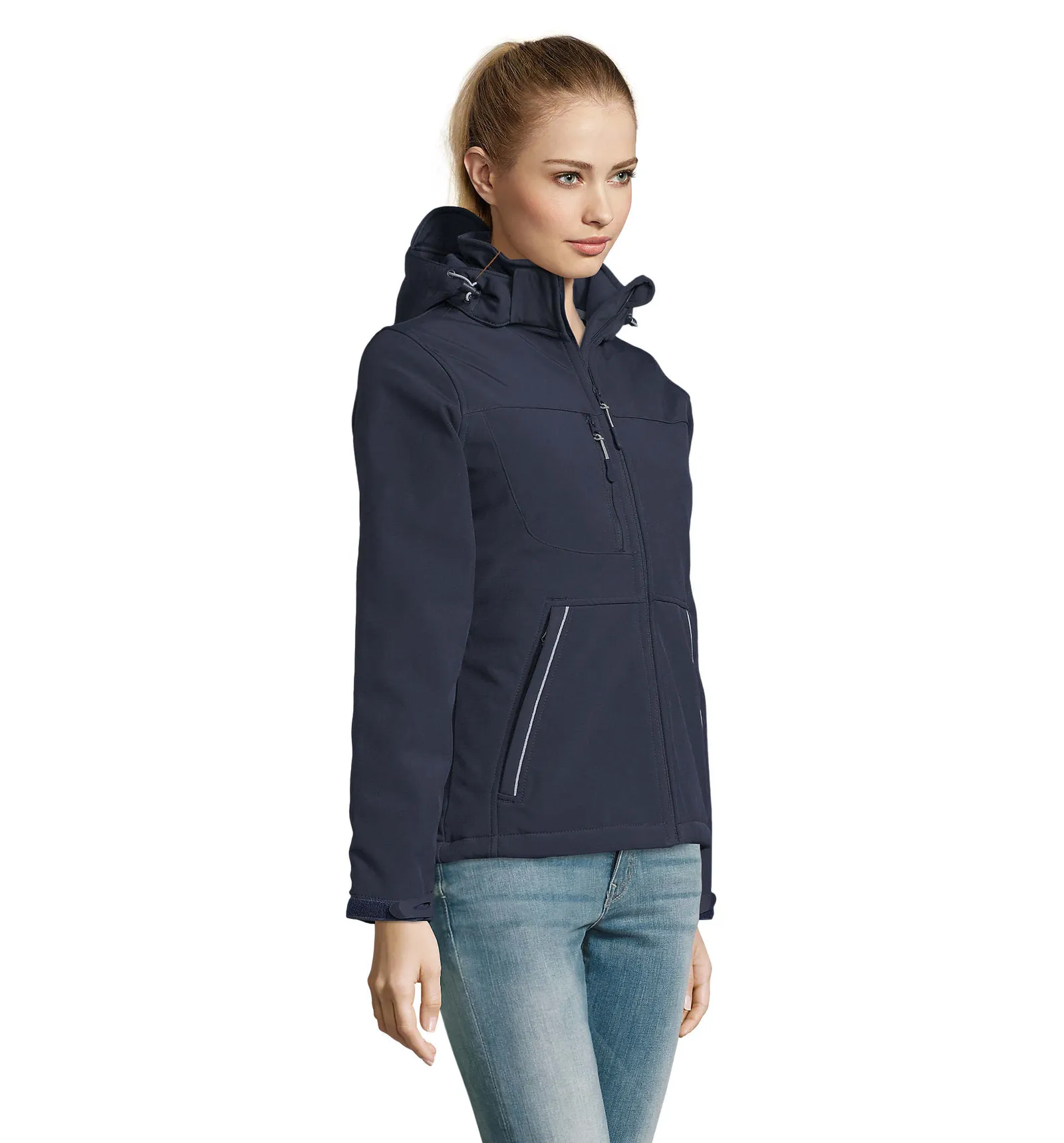 Softshell SOL'S Rock Women, French navy, su modello, lato