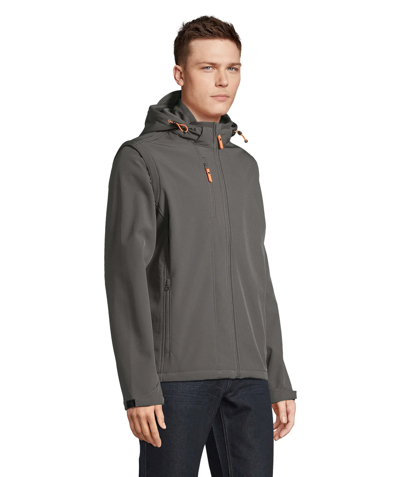 Softshell SOL'S Transformer, Charcoal grey, su modello, lato